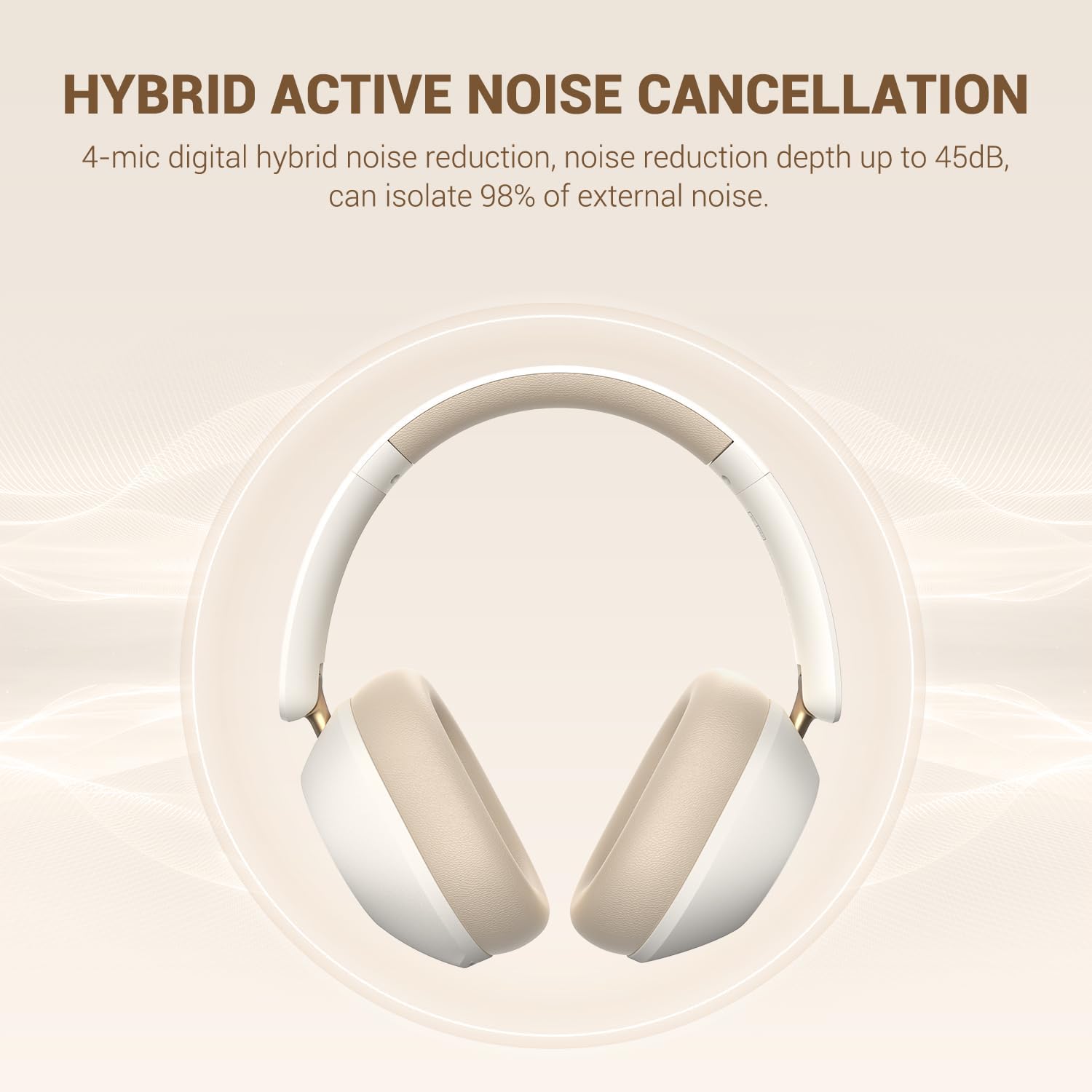 OneOdio Focus A5 Wireless Over-Ear Headphones, Hybrid Active Noise Cancelling, 75H Playtime, Hi-Res LDAC Wireless Audio, Bluetooth 5.4, Built-in Mic for Clear Calls, Low Latency Game Mode