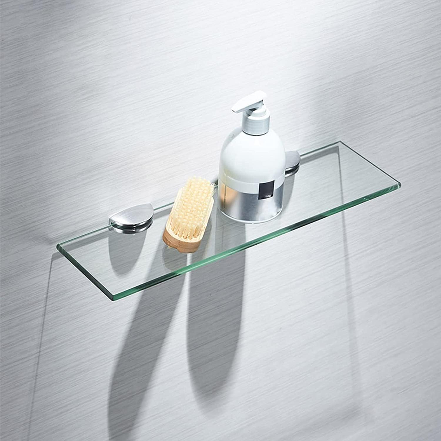 IOCCIOBB Bathroom Glass Shelf Glass Shelves for Bathroom, Bathroom Shelf with Rectangle Tempered Glass and Polished Chrome Bracket, Wall Mount (Size : 34 * 11cm)