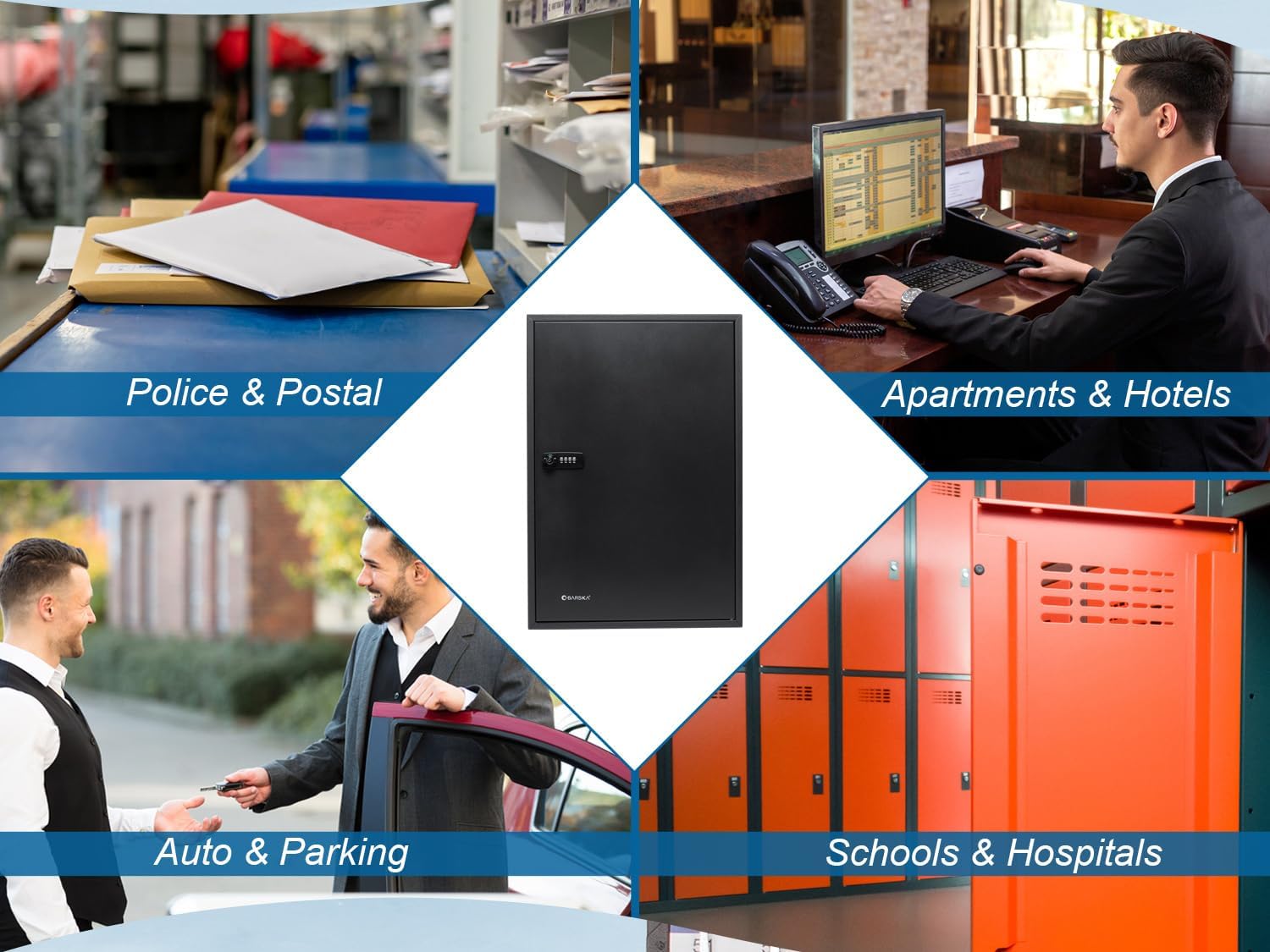 Barska 300 Position Key Lock Box – Wall Mount Key Cabinet with Numbered Hooks, Key Log Sheet, Colored Key Tags, Labeled Shelves, Solid Steel Construction – Secure Key Organizer