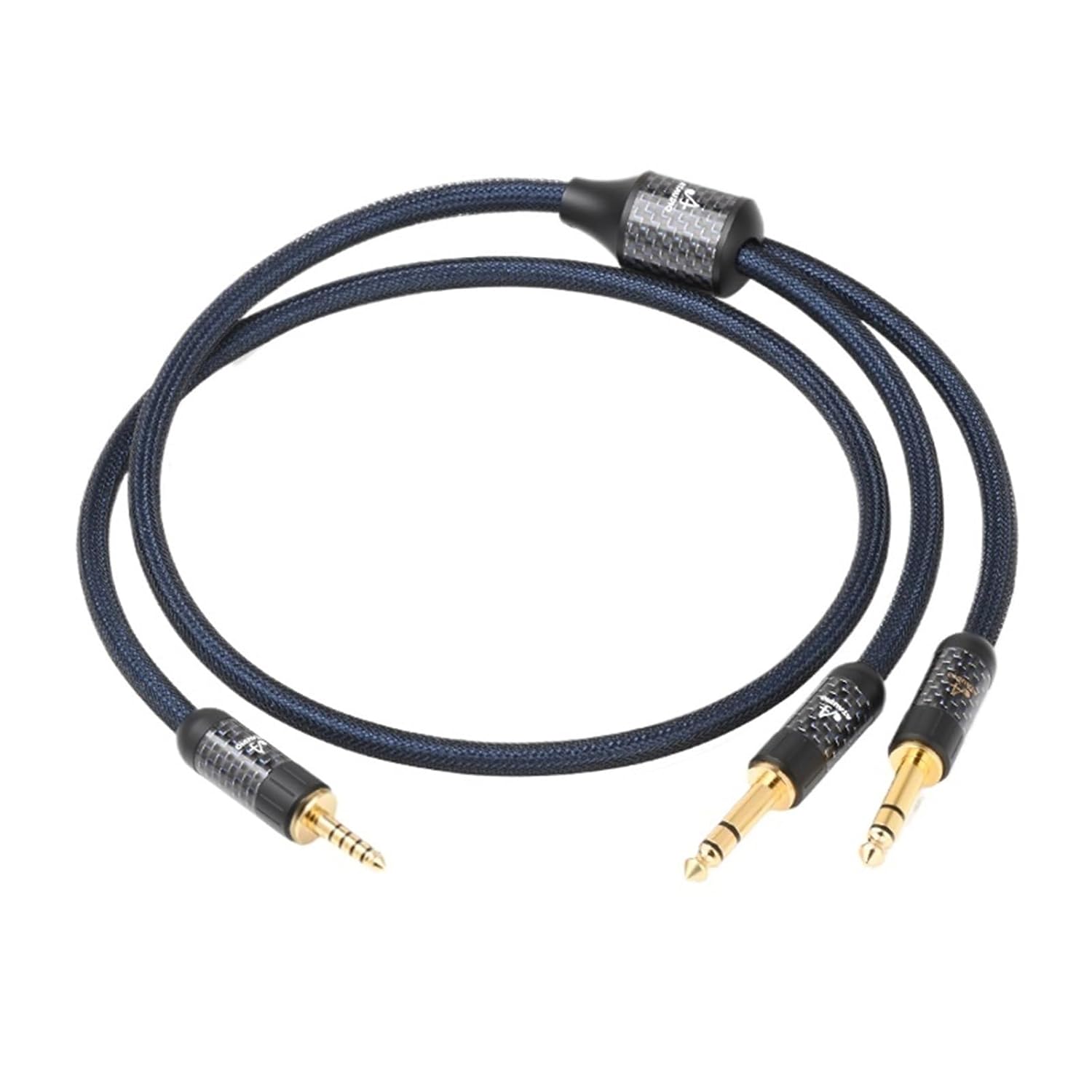 4.4mm to Dual 6.5mm Audio Cable Hi-end Pure Silver Core Gold-Plated Balanced 4.4 Jack to Dual Stereo 6.5 TRS Amplifier(0.5m)