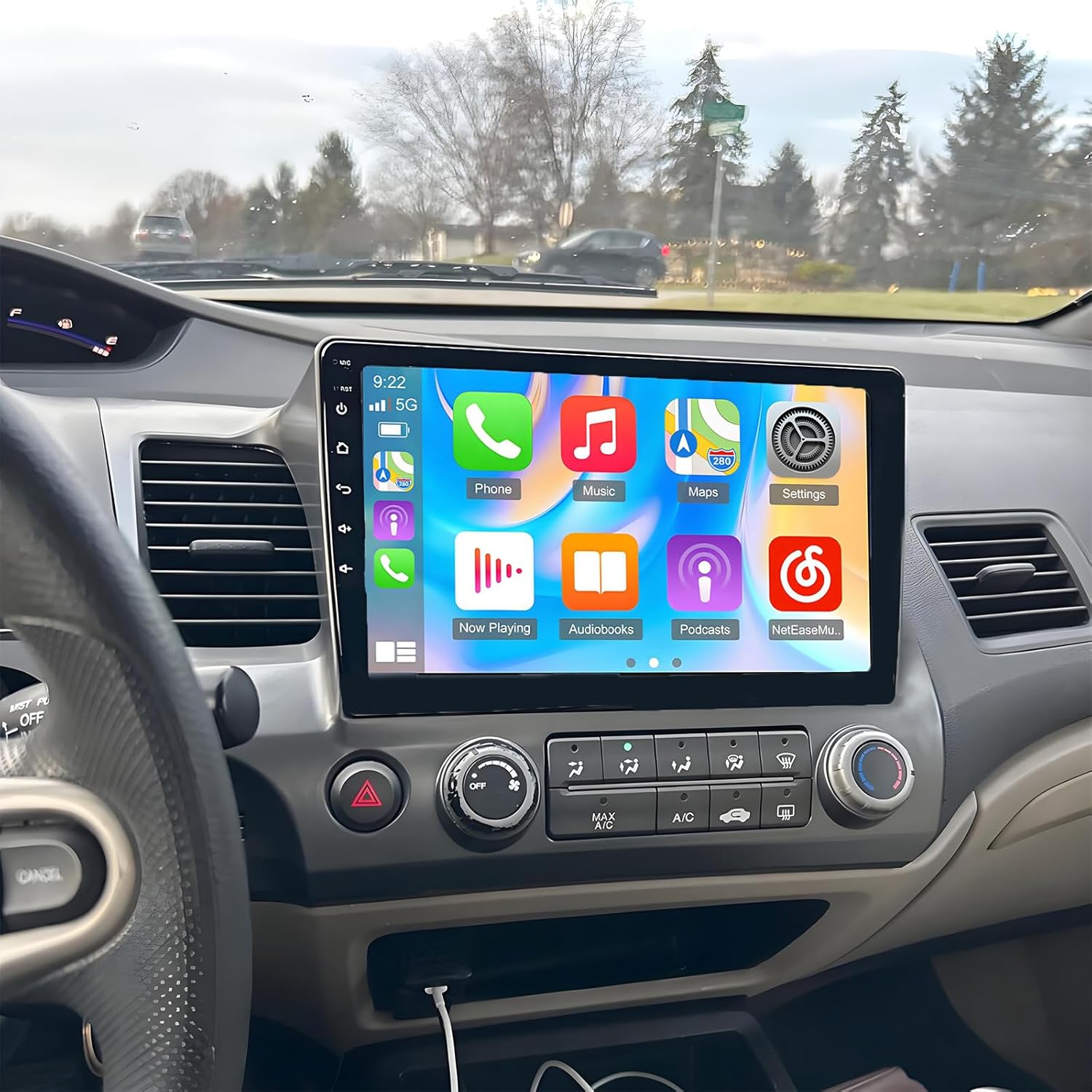 PHEZEN 10inch Car Stereo Radio Compatible for Honda Civic 2006 2007 2008 2009 2010 2011, Android 14 Touchscreen Car Radio with Carplay Android Auto GPS Navigation WiFi AHD Camera Mic 2+32G