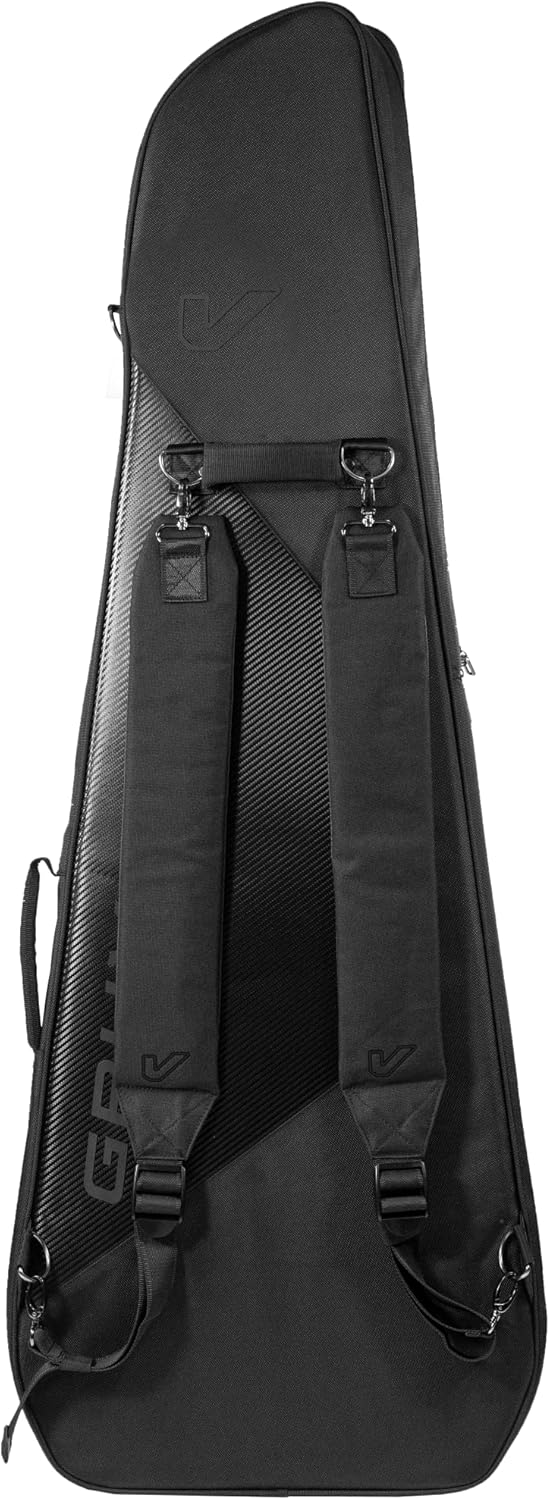 Gruv Gear GigBlade 3 Hybrid Side Carry Electric Bass Travel Bag with Padded Interior, Large Zippered Pockets, Water Repellent Fabric & Removable Neck Brace - Gig Bag with Global Recovery Tag - Black