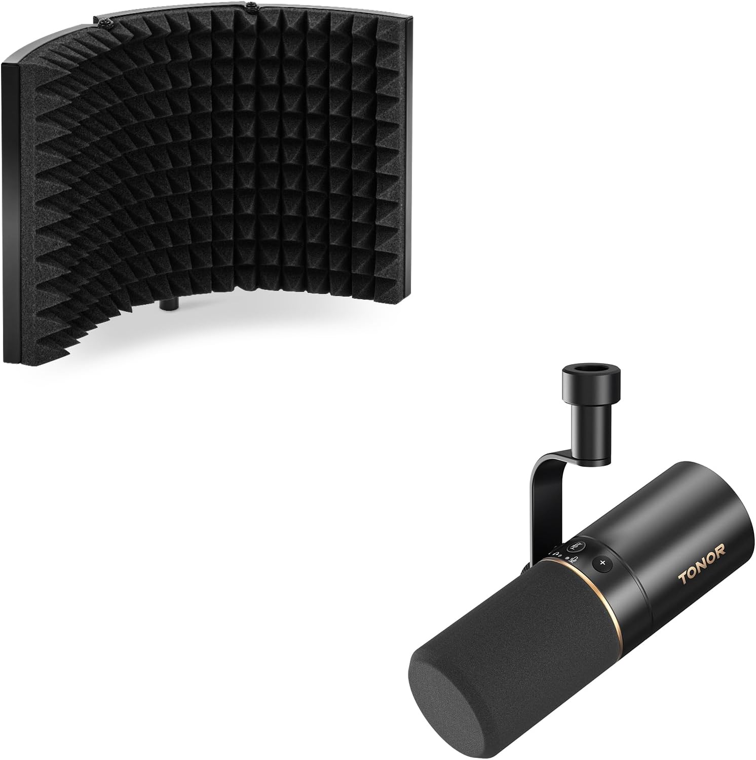 TONOR USB/XLR Dynamic Microphone TD510, Bundle with Microphone Isolation Shield
