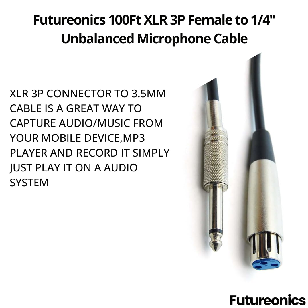 (10 Pack 100Ft XLR 3P Female to 1/4