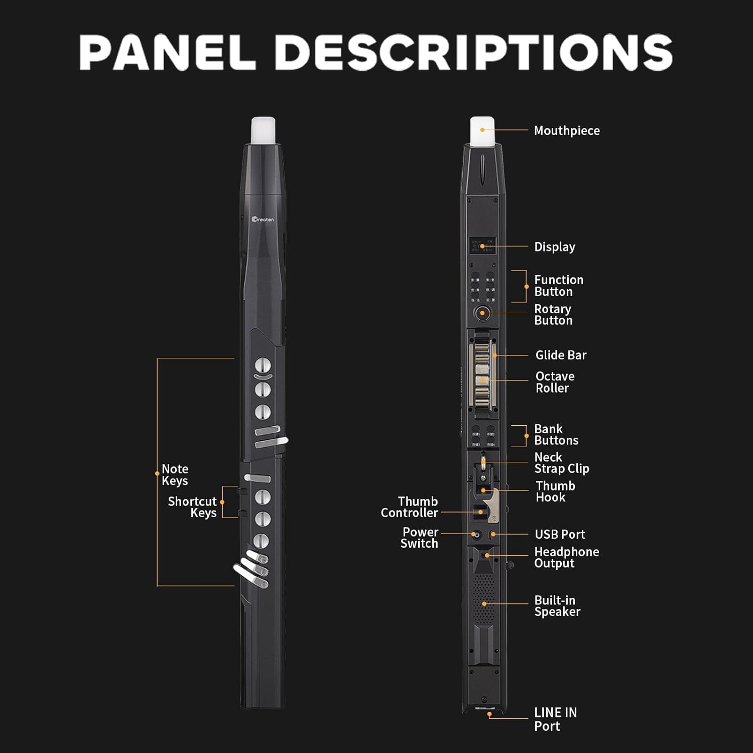 AP 300 Pro Electronic Wind Instrument with Bulit in OTG Recording and LCD Display Screen. 108 Global Tones Digital Saxophone with 6000Ah Battery and Bluetooth. (Golden)