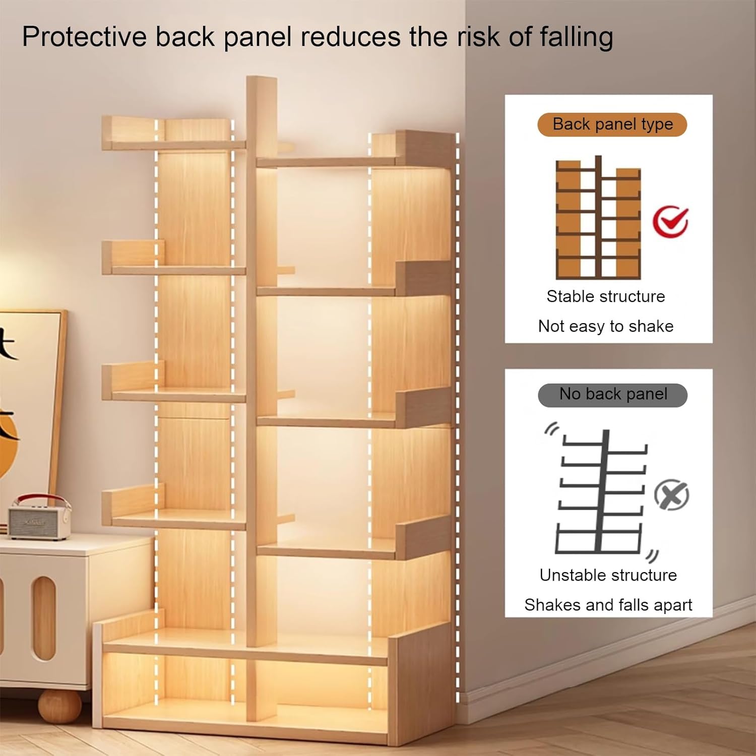 Bookcase with Drawers, Storage Organizer, Vertical Bookshelf, Modern Floor Standing Display Rack, for Home Office, Living Room, Bedroom, Kitchen(Brown)