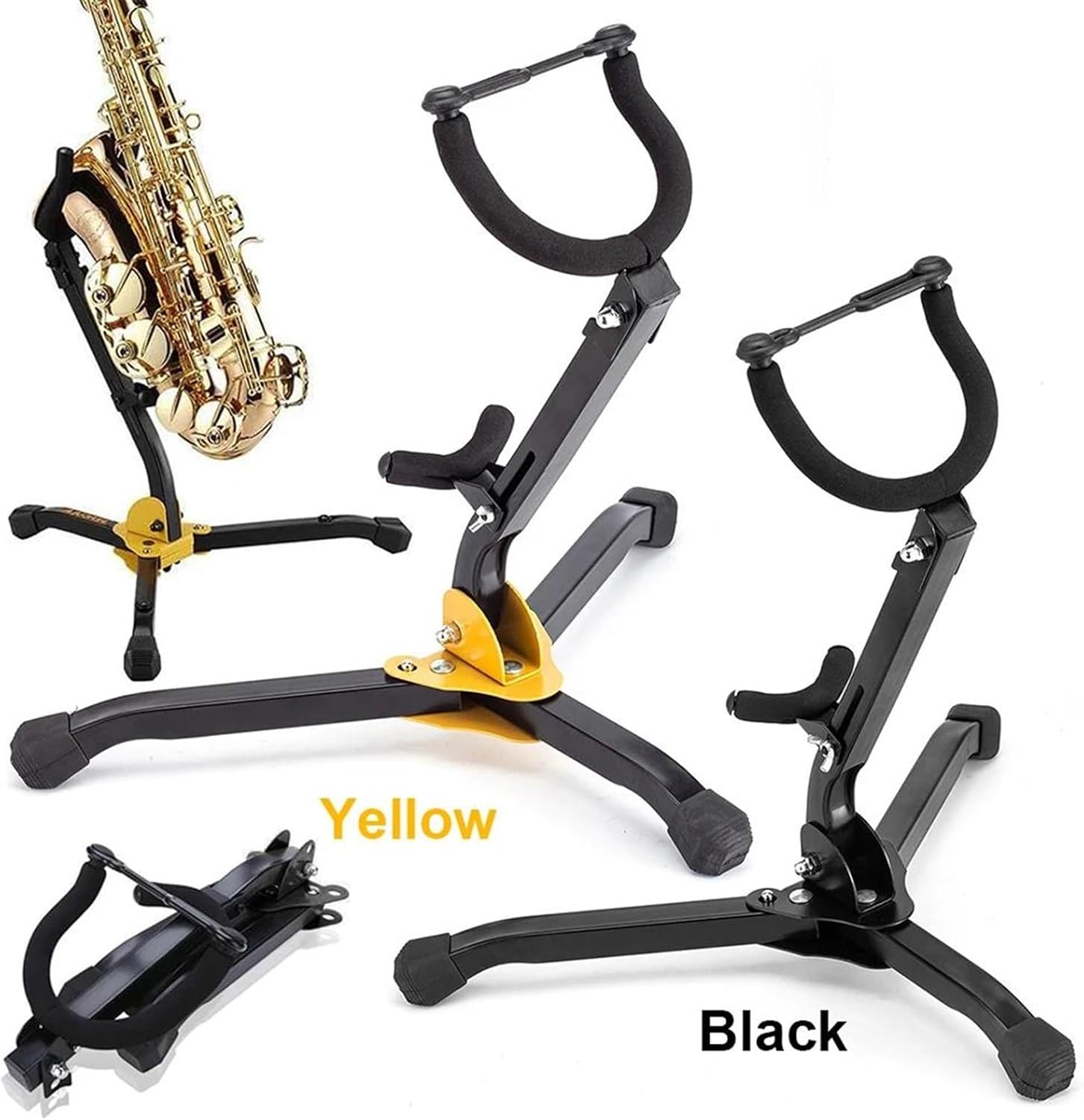 Alto Tenor Sax Holder Adjustable Saxophone Floor Bracket Wind Instrument Accessories saxophone accessories kit(Yellow)
