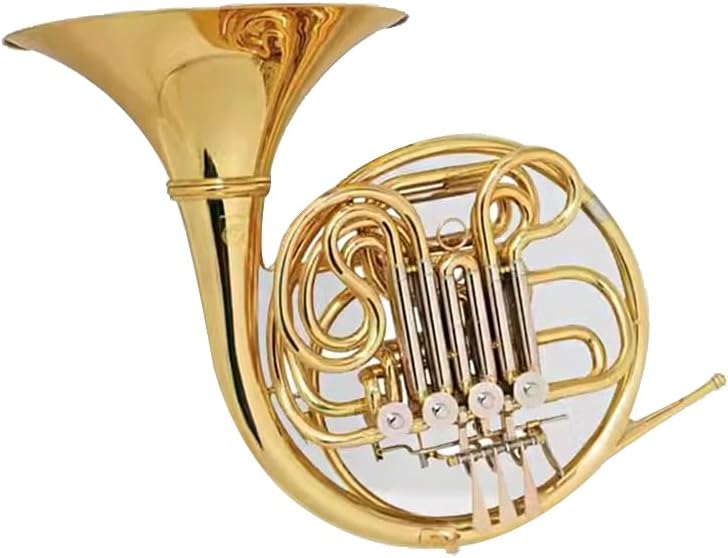 B-Flat French Horn Instrument, Brass Bell Mouth, Full Tone and Accurate Interval, Ergonomic Keys, Band Instrument