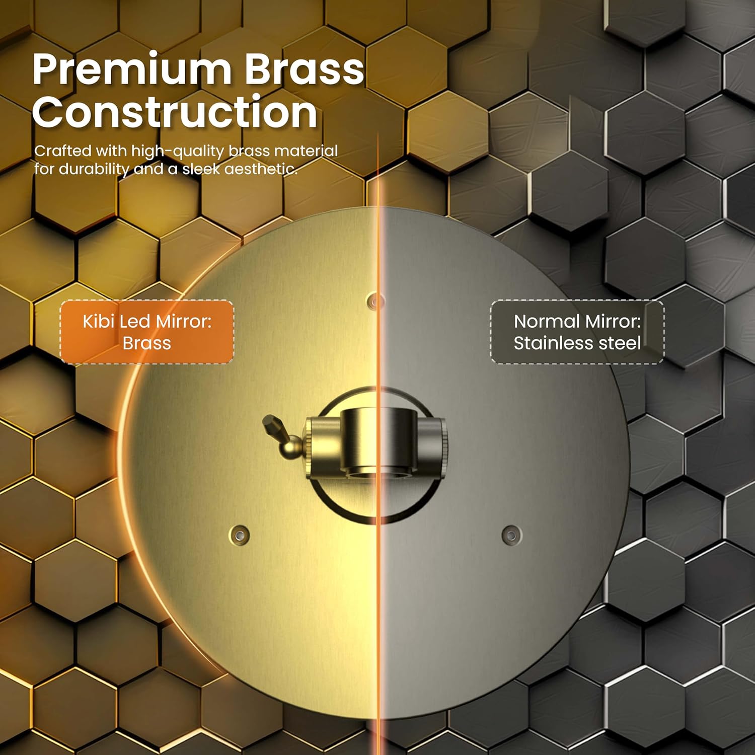 KIBI LED Wall Mount Makeup Mirror, 5X Magnification, One-Sided, Circular Lighted Mirror with Adjustable Arm | Magnifying Vanity Mirror with Light for Bathroom or Bedroom (Brushed Nickel, KMM102)