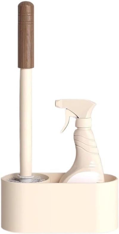 Toilet Brush Bathroom Toilet Brush Shelf Round Brush Head Toilet Brush Holder Set Wall Mounted or Floor Standing Plastic Toilet Brus Kit Deep Cleaning
