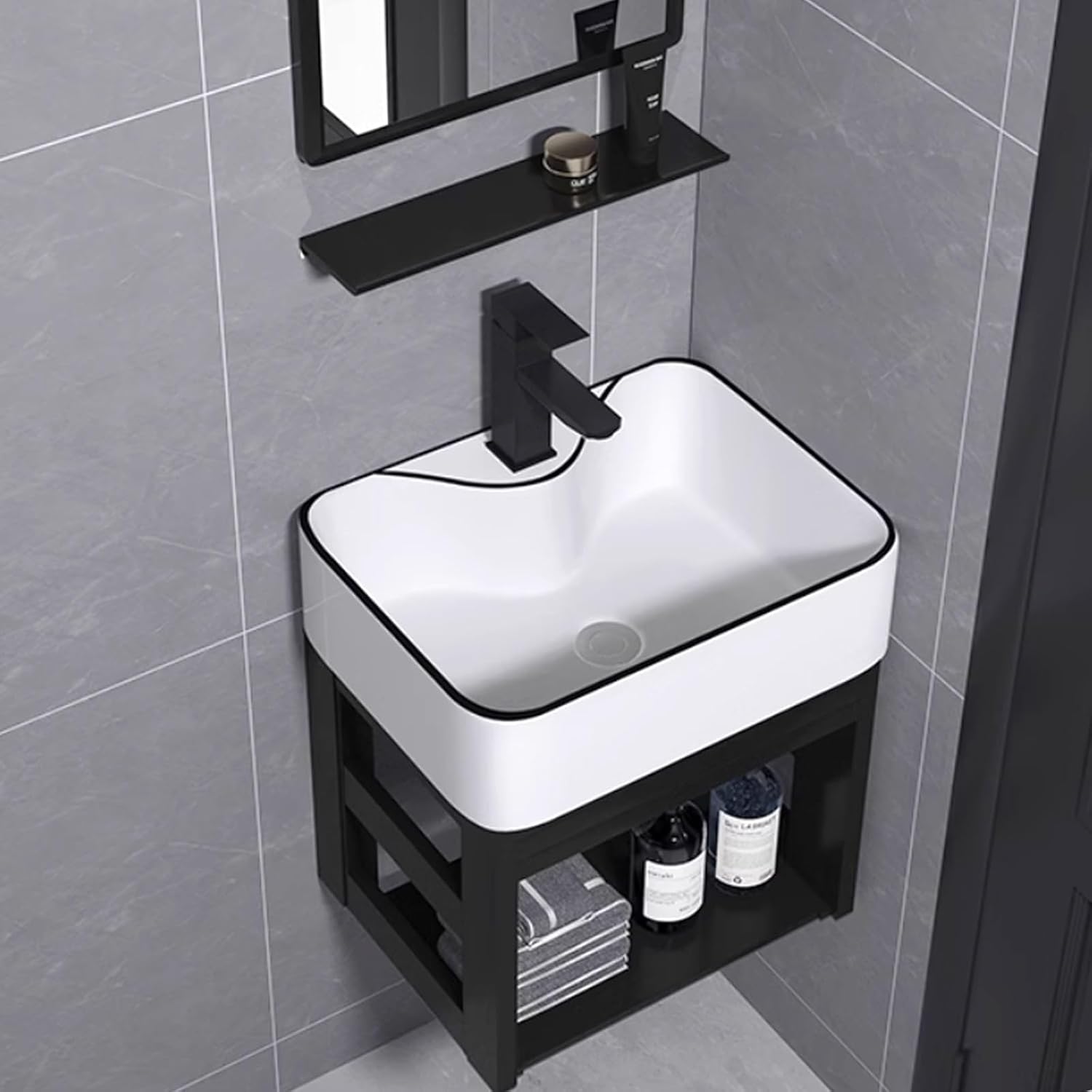 Small Wall Mount Corner Sink,Utility Sink,Wall Mount Bathroom Vessel Sink,Ceramic Liberty Above Counter Wall Mounted Sink,Ceramic Vessel Sink,Farmhouse Sink,for Bathroom,Laundry Room