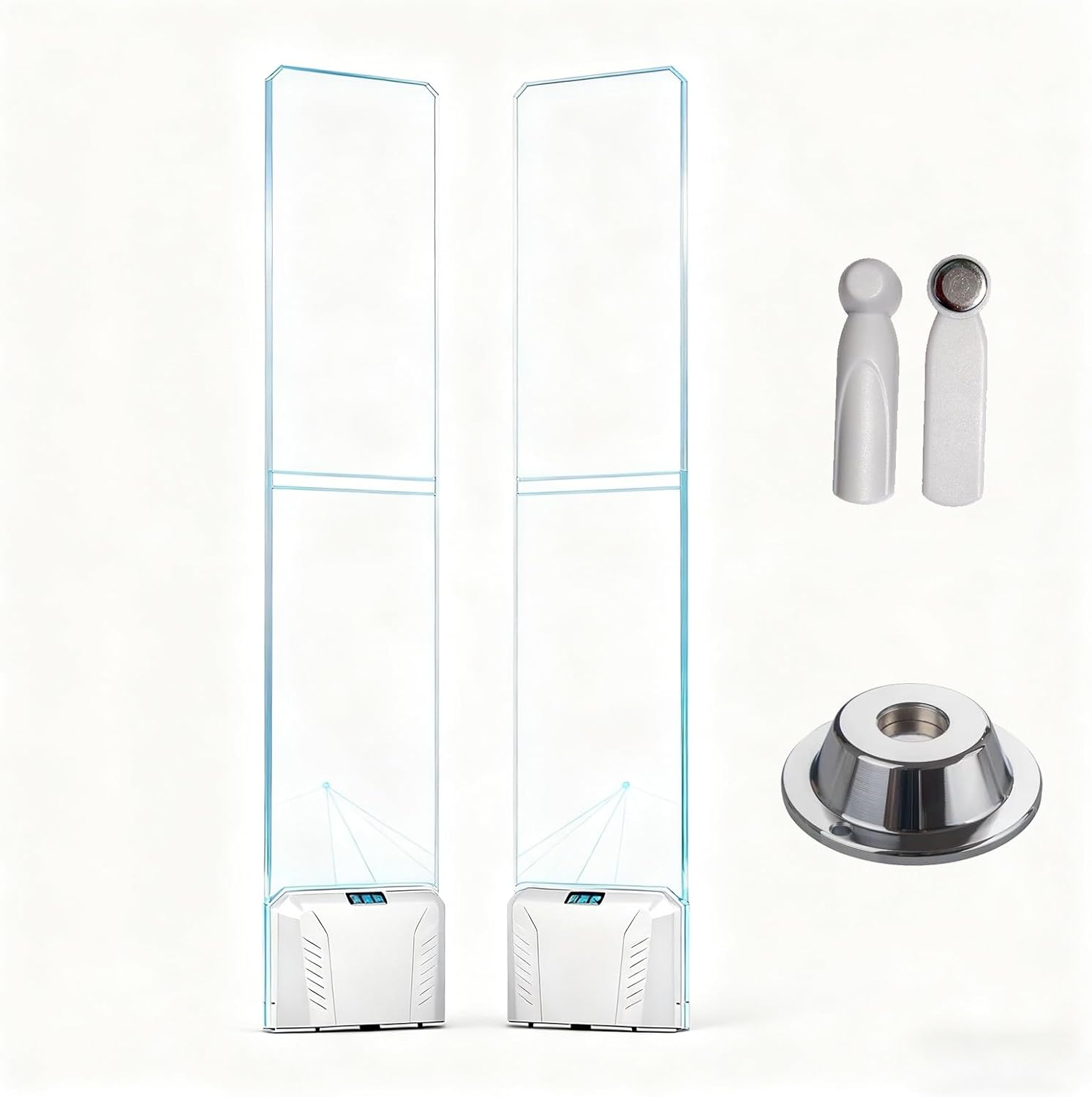 Retail Anti-Theft Equipment Kit, 58KHz EAS Security System, Sound and Light Alarm, with 100pcs Security Tags, Crystal Acrylic Plate for Supermarkets