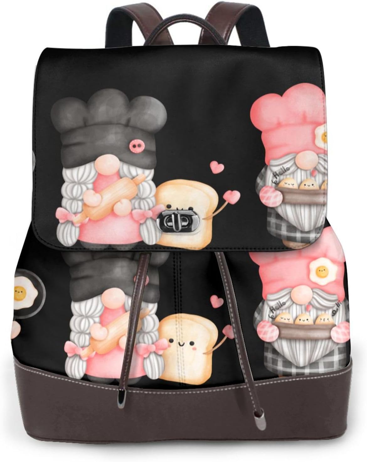 Baker Gnome for Womens Backpack Purse Microfiber PU Anti-theft Large Fashion Designer Travel Bag Ladies Shoulder Bags