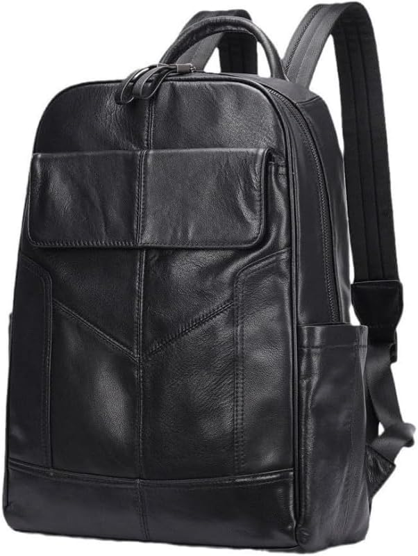 Genuine Leather Briefcase Backpack Large Capacity Multifunctional Business Travel School Bag Trendy Gift Box (Black)