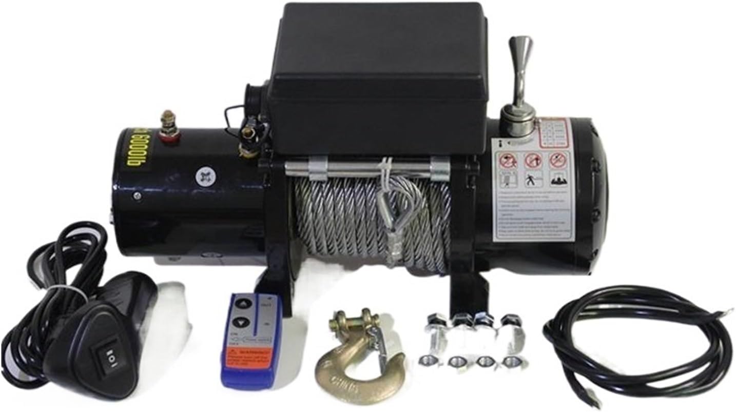 12V 24V 2721kg 2KW 6m/min Car Mounted Electric Winch Electronic Car Winch for Off-Road Vehicle Winch Electromagnetic Brake(12V)