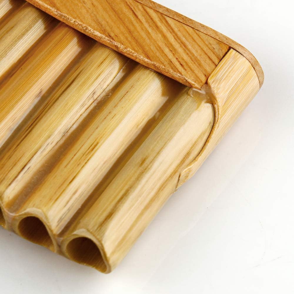 Upscale Romanian Folk Instrument Natural Reed Pan Flute Panpipes G Key Wind Pan flute Flauta Handmade (22 Pipes Right Hand, Wooden Tray)