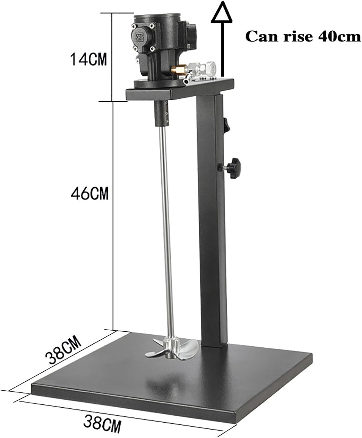Pneumatic Paint Mixer, 5 Gallon 1/8HP Air Agitator, Paint Mix Machine with Stand, Height Adjustable, Mix Tool for Viscous Liquid Ink Dye(Stainless Steel Blade)