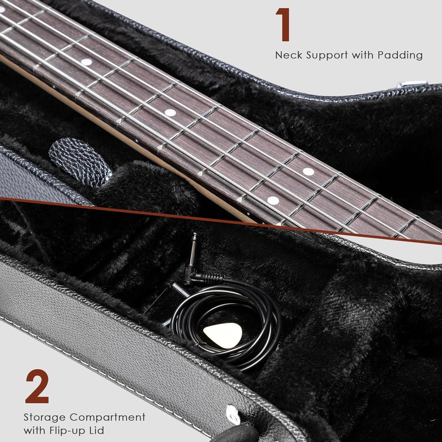 Ktaxon Electric Guitar Hard Case, Wooden Hard-Shell 42-Inch Electric Guitars Protective Carrying Case for 335-Style Semi-Hollow & Hollowbody Guitar with Lock Latch Padding, Black