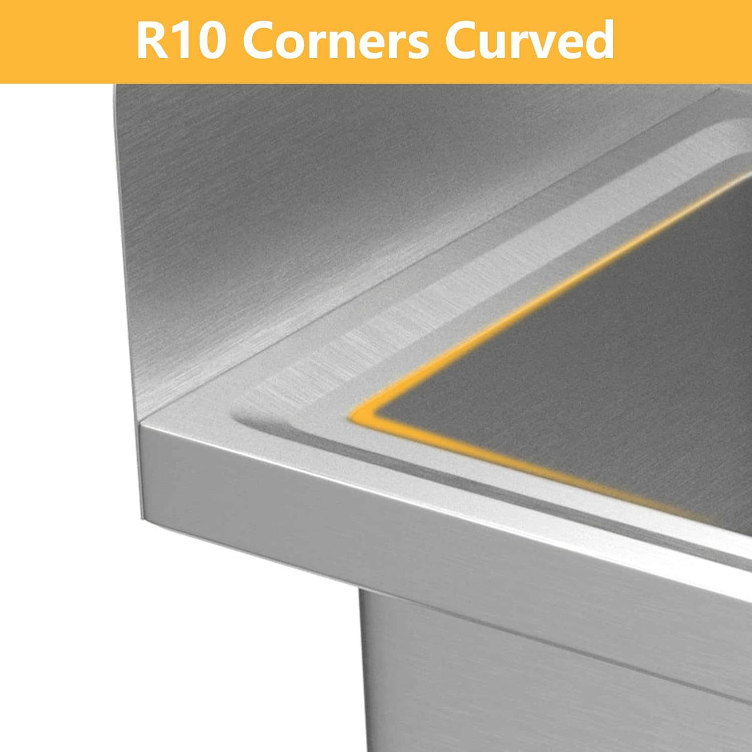 VINGLI Commercial Hand Wash Sink Stainless Steel Bar/Prep with Side Splash Guard, Wall Mount Utility Sink with Faucet, Heavy Duty Washing Basin for Restaurant, Home Kitchen 17W x 15D x 14H