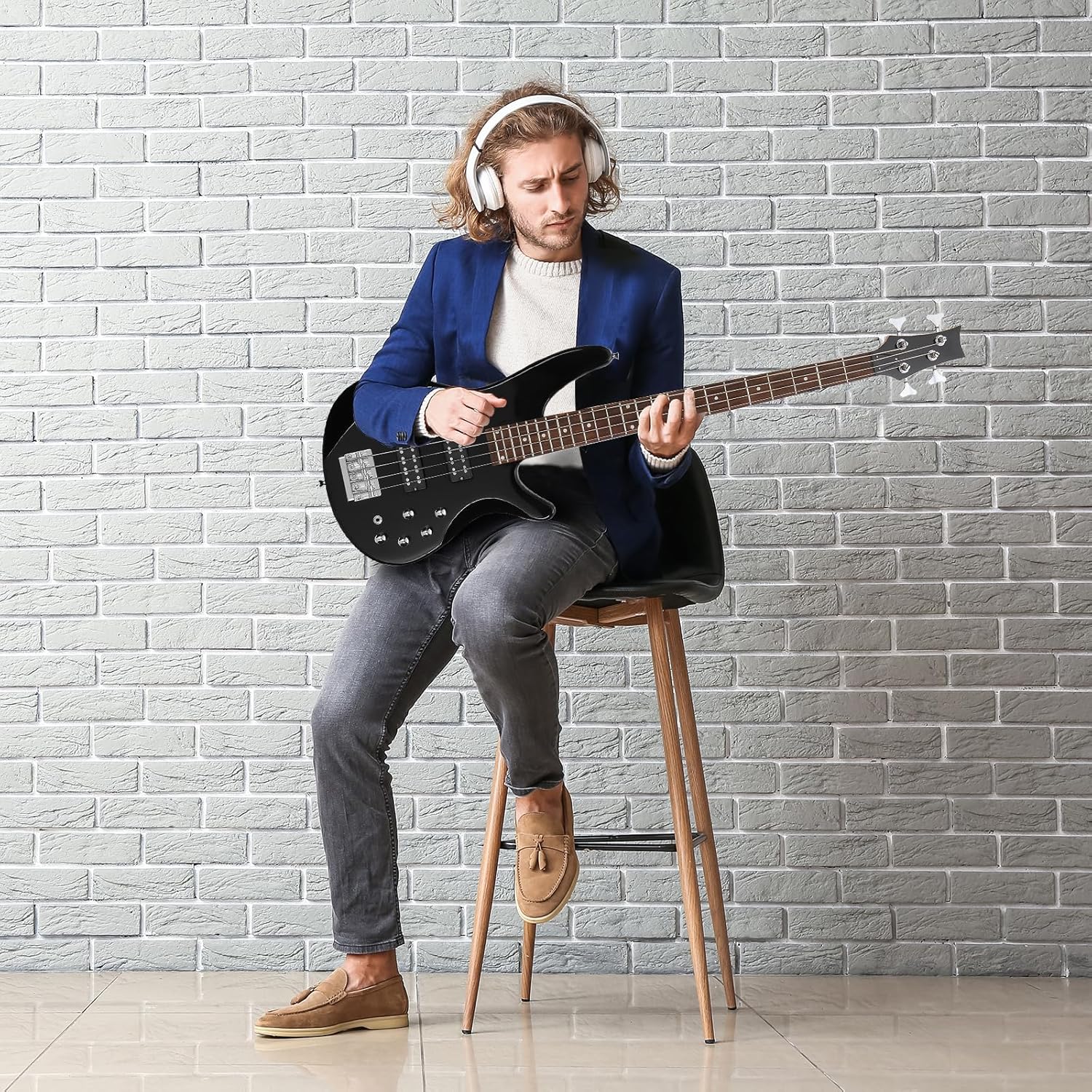 Ktaxon 4 String Electric Bass Guitar, Full Size Standard Right Handed Rosewood Fingerboard Beginner Kit with Cable Wrench Tool (Upgraded Black)