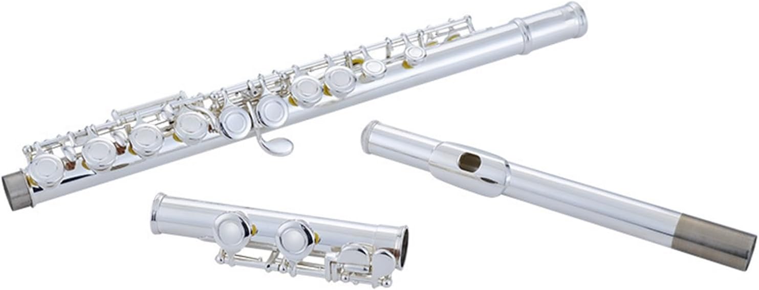 Professional Flute Flute Wind Instrument White Copper Key E Key Split C Key Nickel Plated 16 Closed Hole French Key