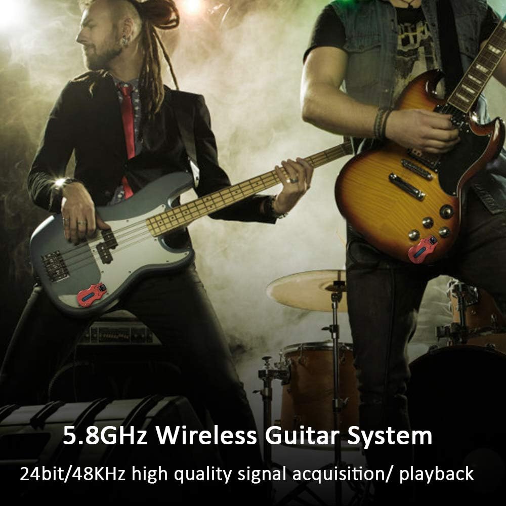 5.8GHz Wireless Guitar System Rechargeable Audio Transmitter Receiver 4 Channels Audio System for Electric Guitar Bass