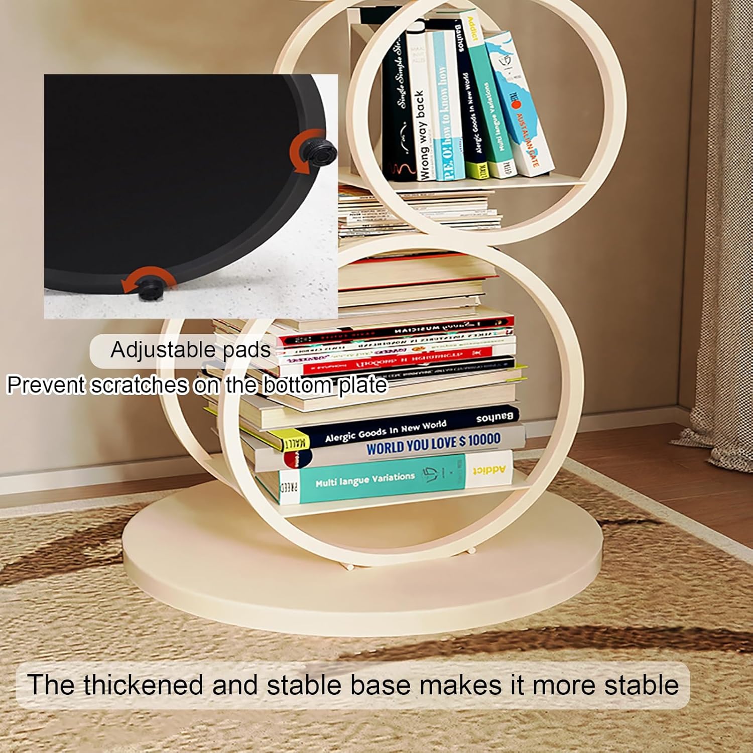 Irregular Geometric Bookshelf, Metal Decorative Storage Shelving, Modern Freestanding Display Shelves Bookcase, Tall Book Shelf Unit for Living Room Bedroom(White)