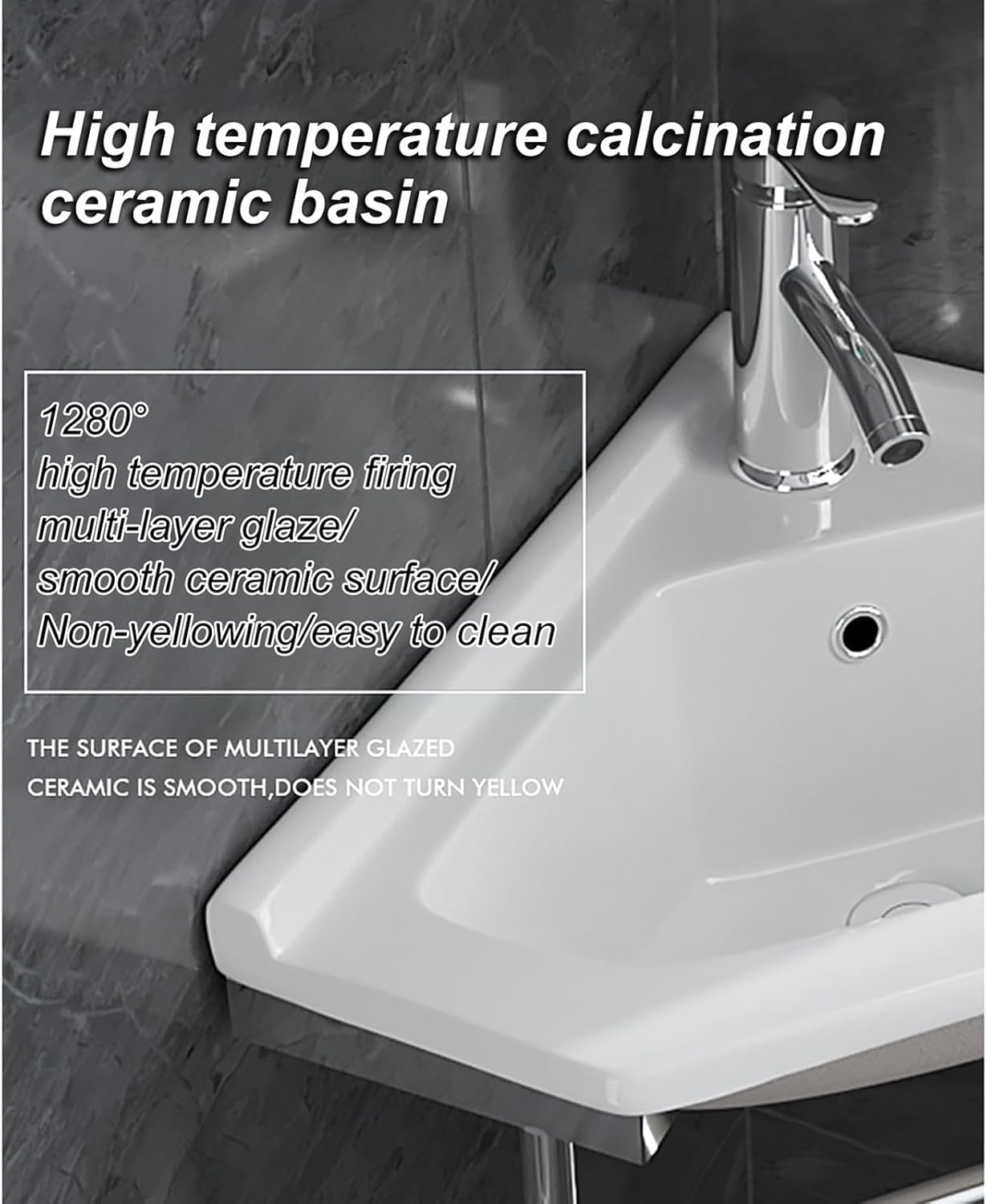 Wall Mount Corner Sink, Pure White Porcelain Ceramic Vessel Sink, Small Vanity Sink Lavatory Wash Hand Basin, with Faucet Drain Towel Bar, for Restaurant, Bar, Cafe, Salon & Spa ( Size : 42*42cm/16.5*