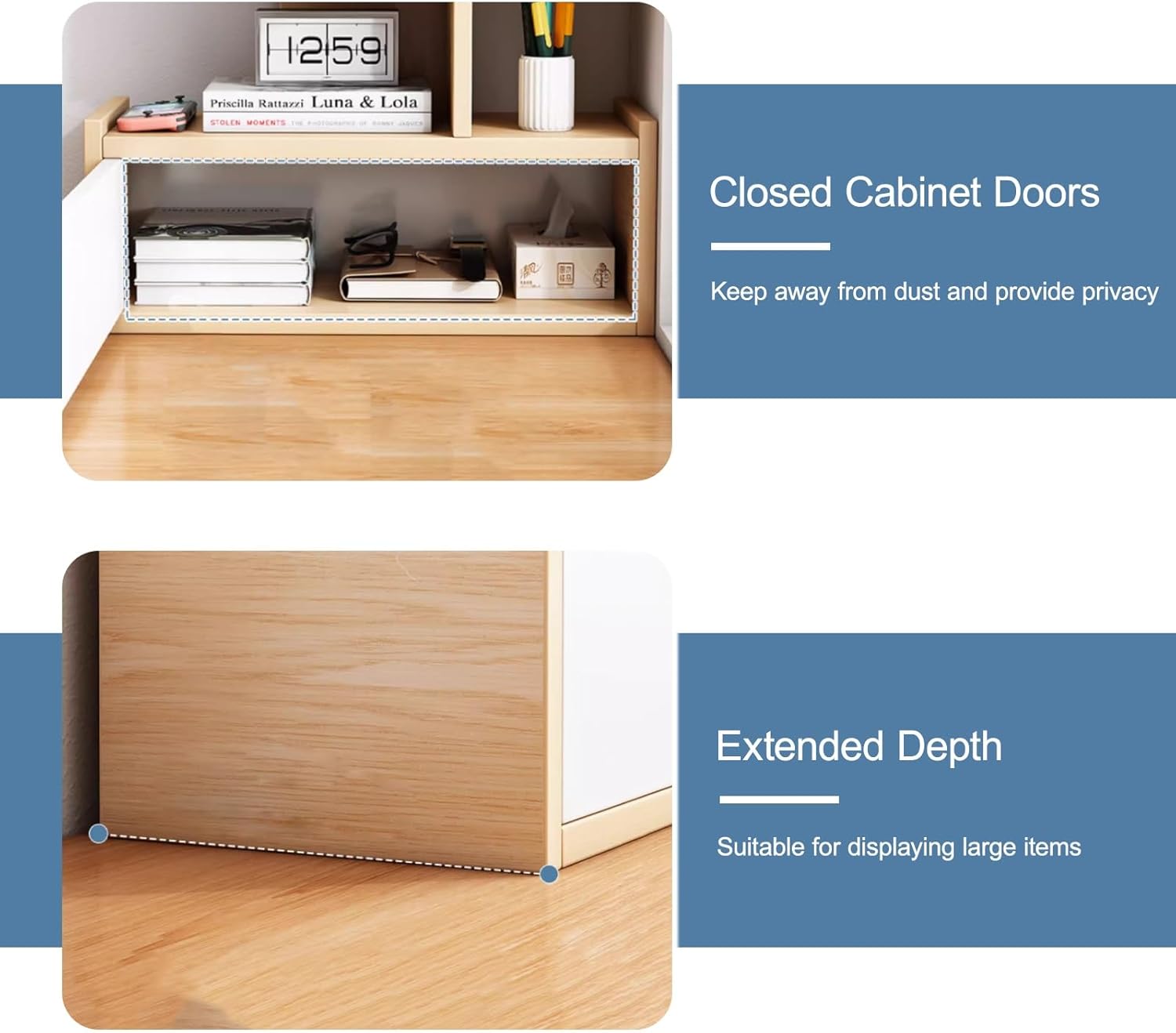 Desktop Bookshelf Storage Organizer Bookcase, Freestanding Display Rack Shelving Unit Small Book Organizer Hutch for Top of Desk Shelf(White)