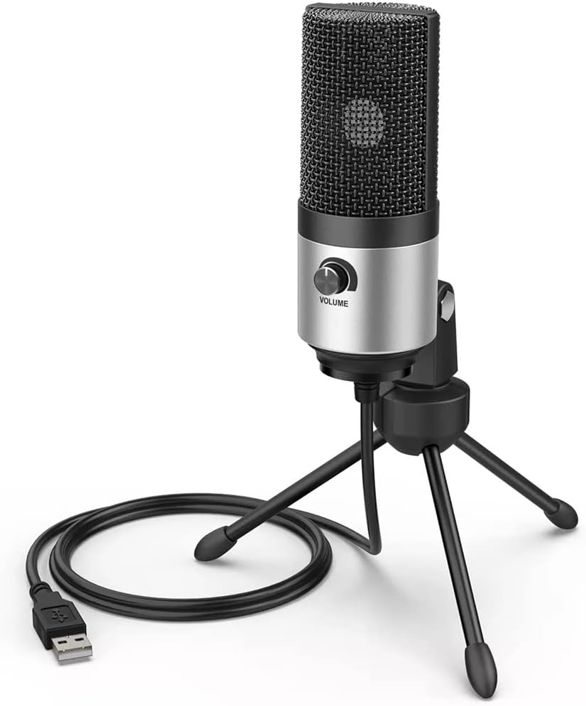 Metal USB Condenser Recording Microphone is Suitable for Notebook Computer Cardioid Recording Studio Recording Dubbing Condenser Microphone (C One Size)