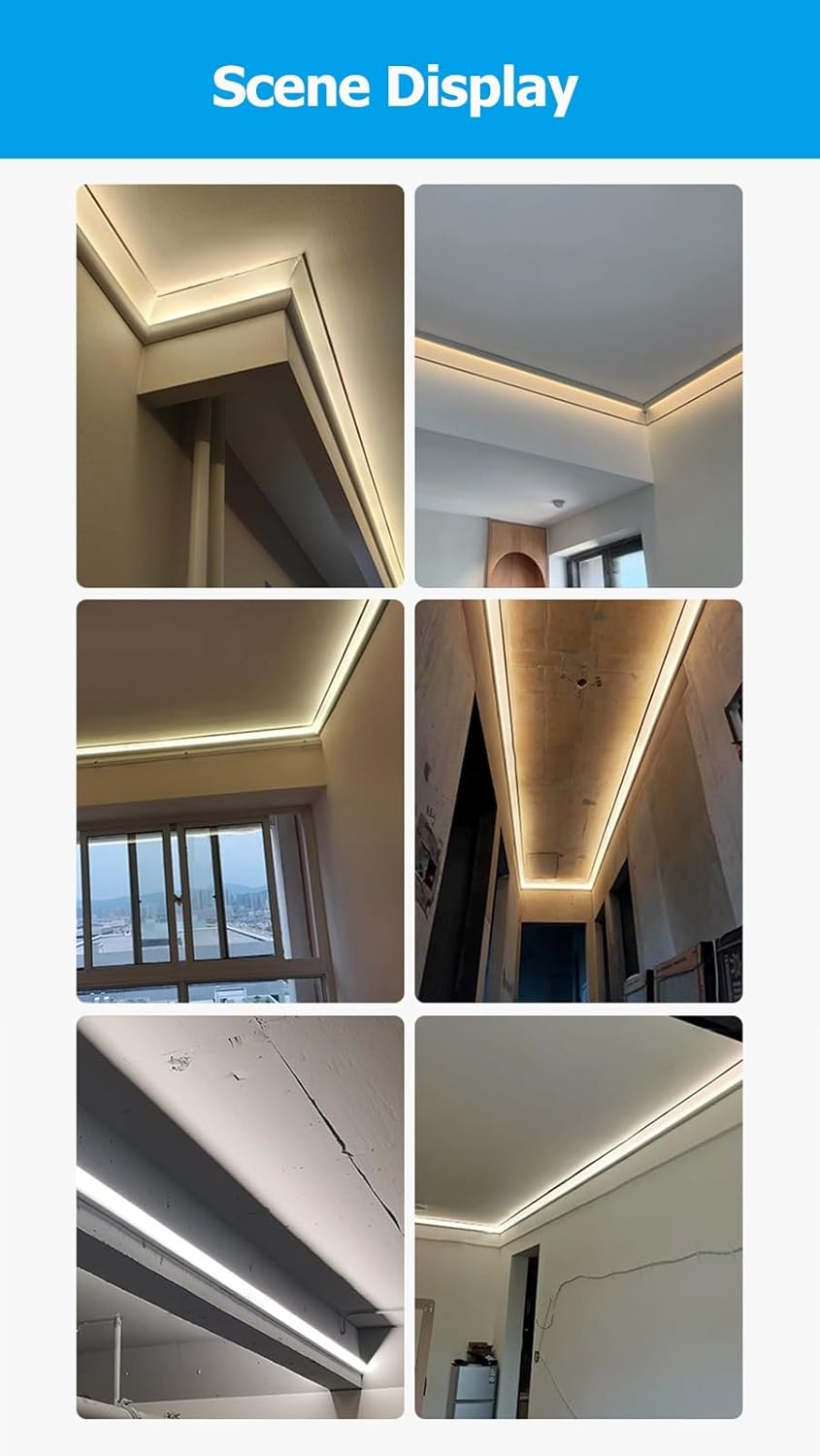 Aluminum Channel Baseboard Aluminum Channel Profile Baseboard for Ceiling Wall Corner, Wall Mount LED Channel with Acrylic Cover, Channel Profile Skirtingboard Baseboard for Home(2m)