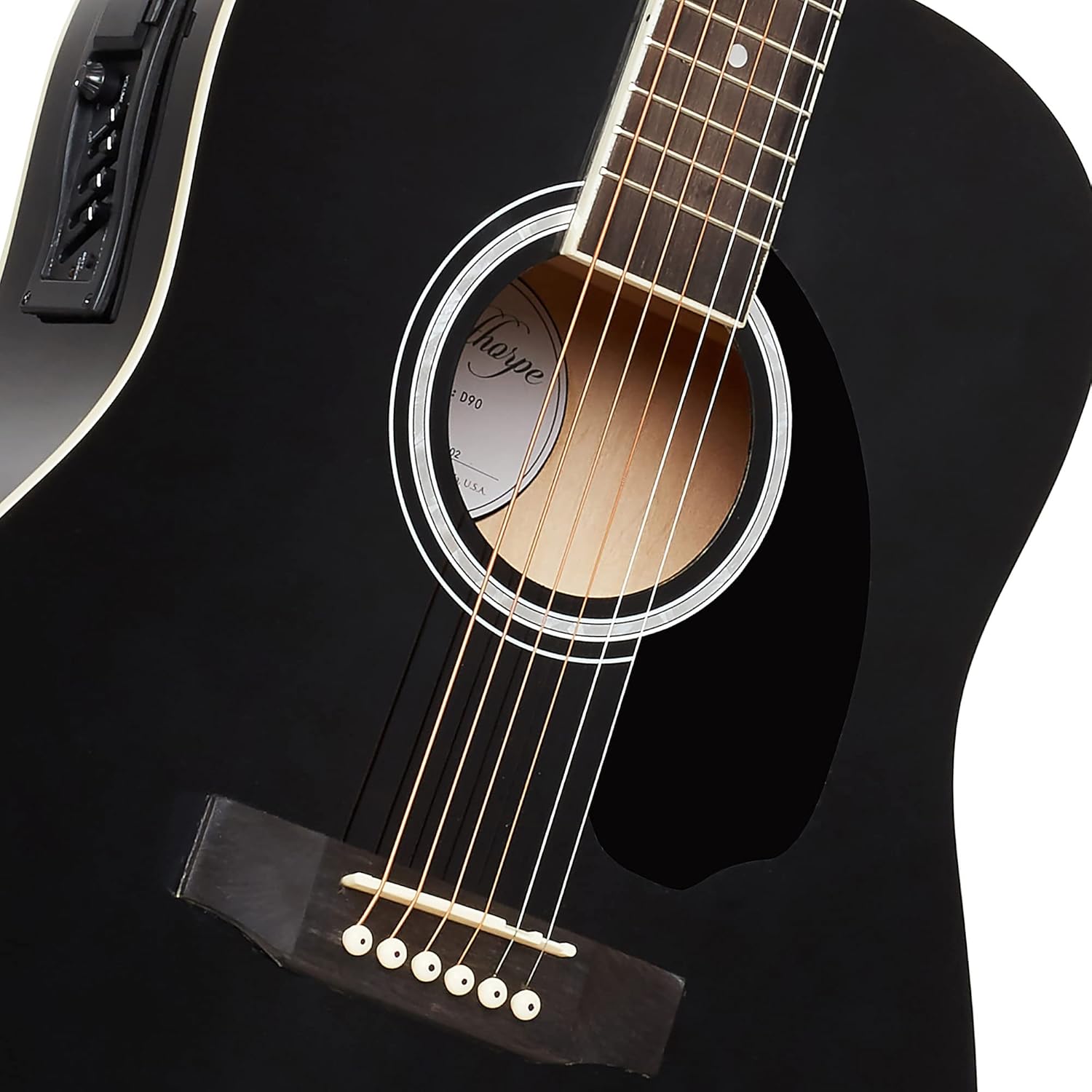 Ashthorpe Full-Size Dreadnought Acoustic Electric Guitar Package with 10 Watt Amp - Black