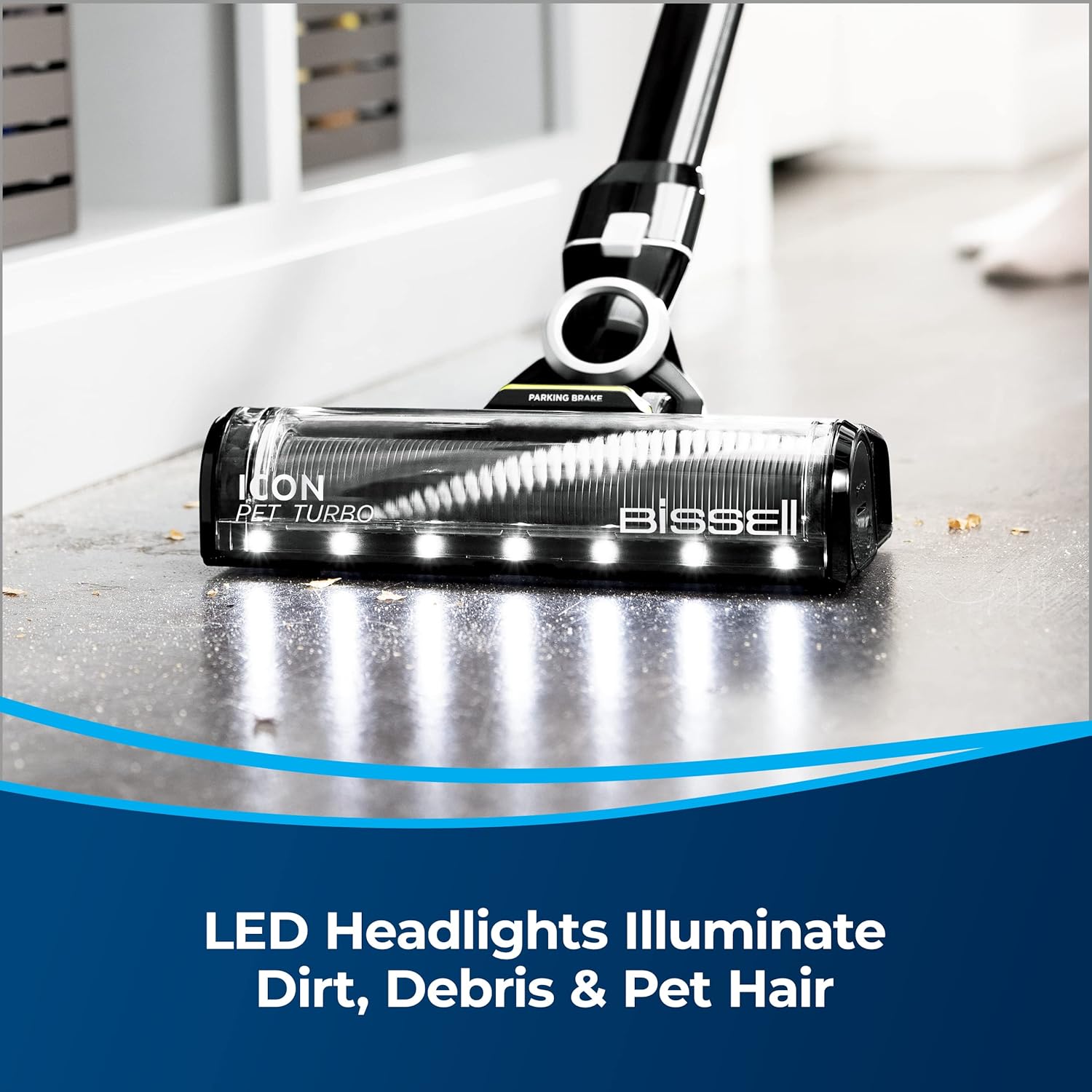 Bissell ICONPet Turbo Vacuum with Powerful Turbo Boost Suction, Tangle Free Brush Roll, & Parking Break, LED Crevice + Dusting Brush Tool, LED Motorized TurboBrush Tool, & Wall Mount. Color May Vary