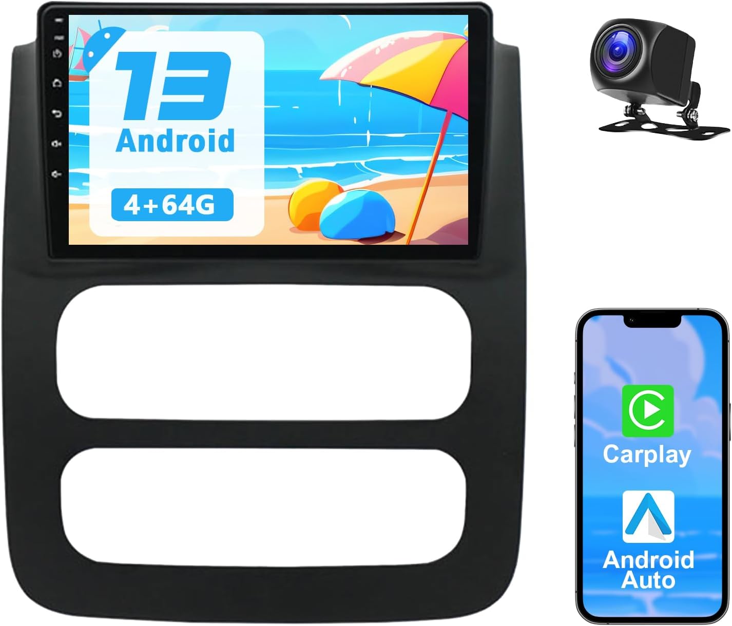 4+64G Car Stereo Radio for Dodge Ram 1500/2500/3500 2002-2005, 9 inch Touch Screen Car Radio with Wireless with CarPlay&Android Auto GPS Bluetooth SWC WiFi FM Backup Camera