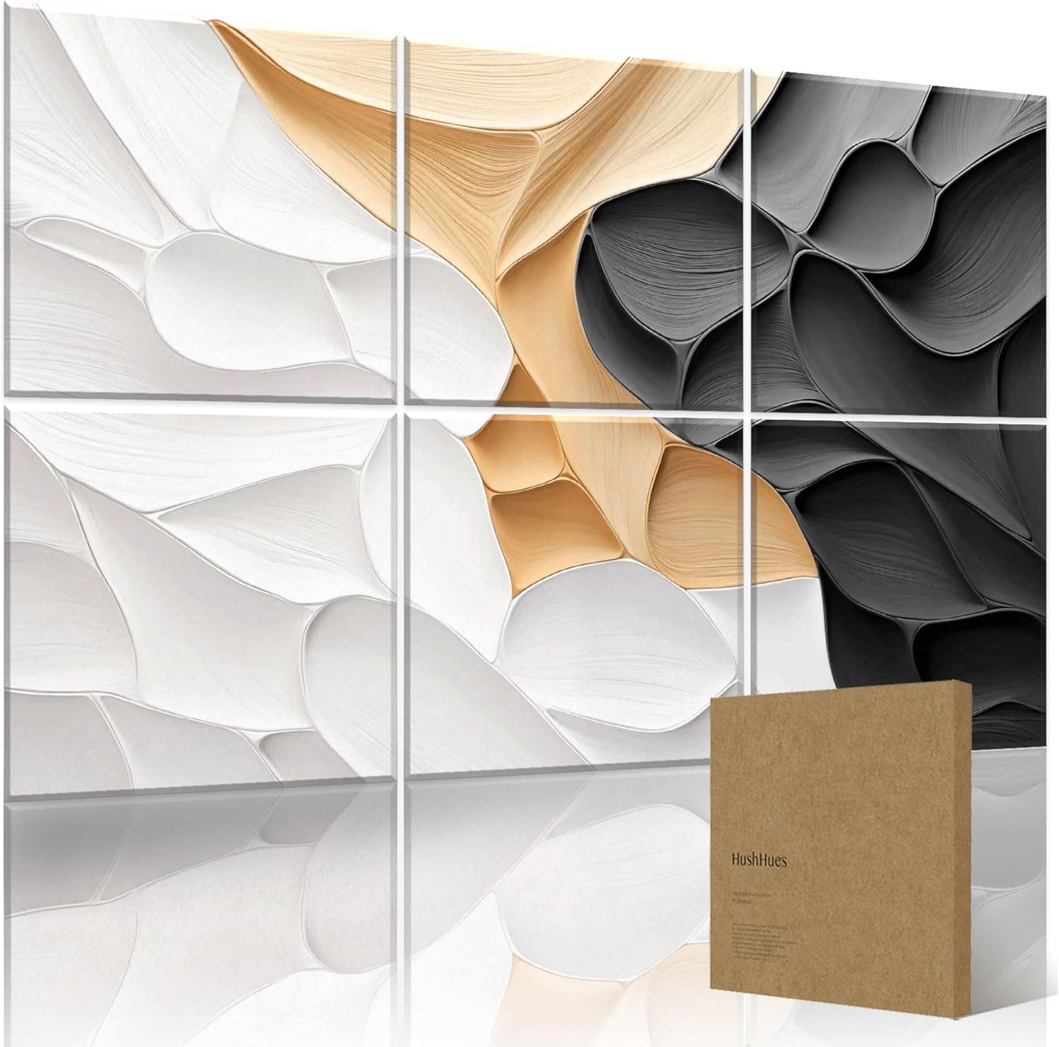 6-Pack Acoustic Wall Panels 72x48 Inches Decorative Sound Absorbing Panels- Stylish Sound Absorbing Panels for Recording Studios, Offices, Home, Easy Installation