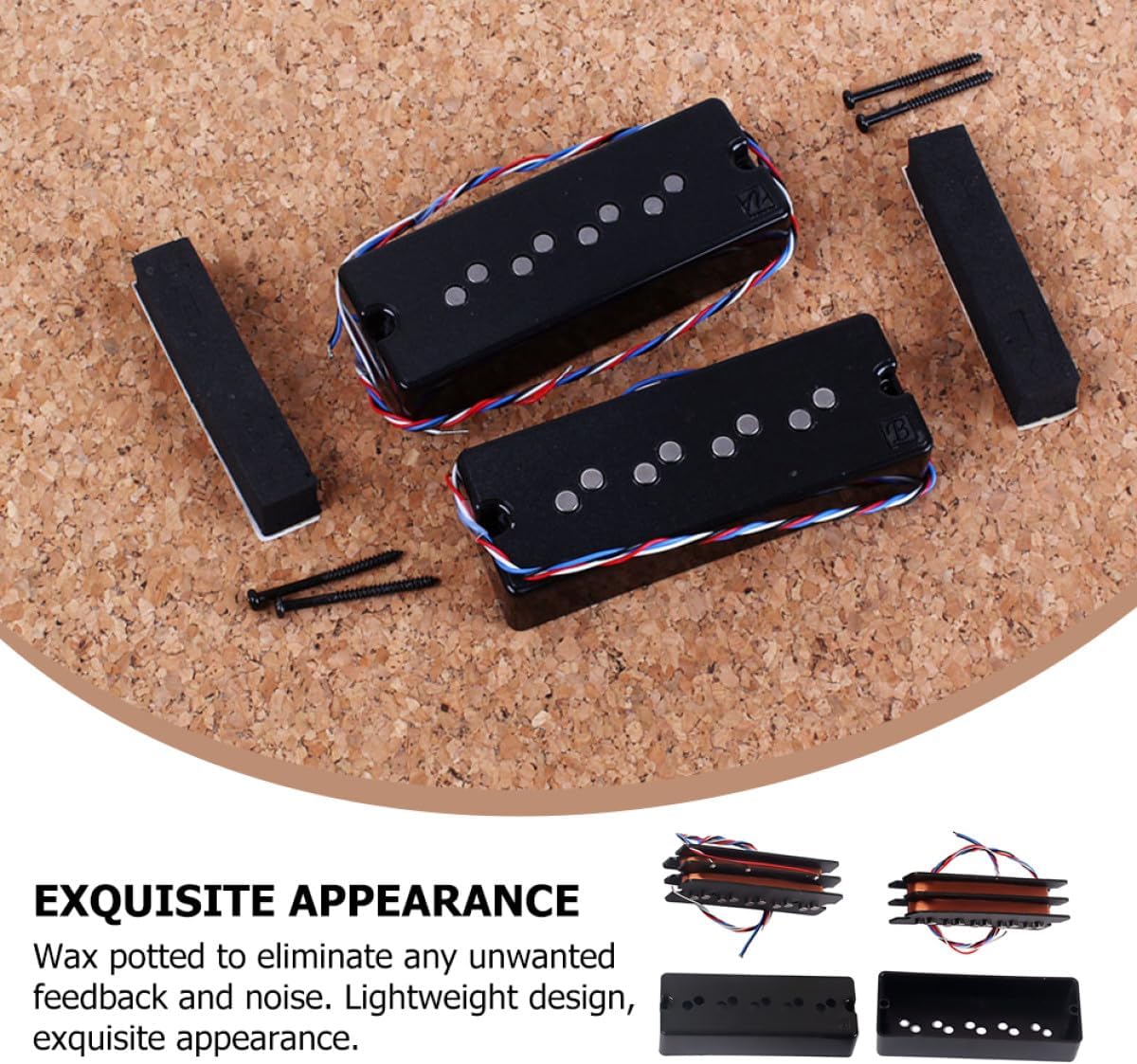 Double Layer Bass Humbucker Pickup Set Wax-potted Soapbar Design for Noise Reduction High Output with Sustain and Aggressive Harmonics Lightweight Guitar Replacement Parts