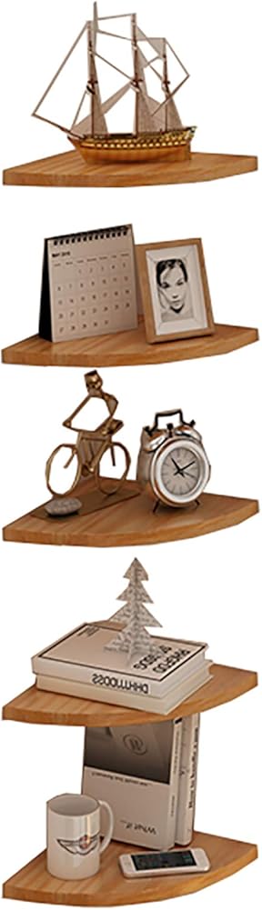 Set of 5 Fan-Shape Corner Shelf,Wall Mount Floating Corner Shelf,Wood Floating Shelves,Load Capacity 8kg,for Bedroom Living Room Home Furniture Office Decor