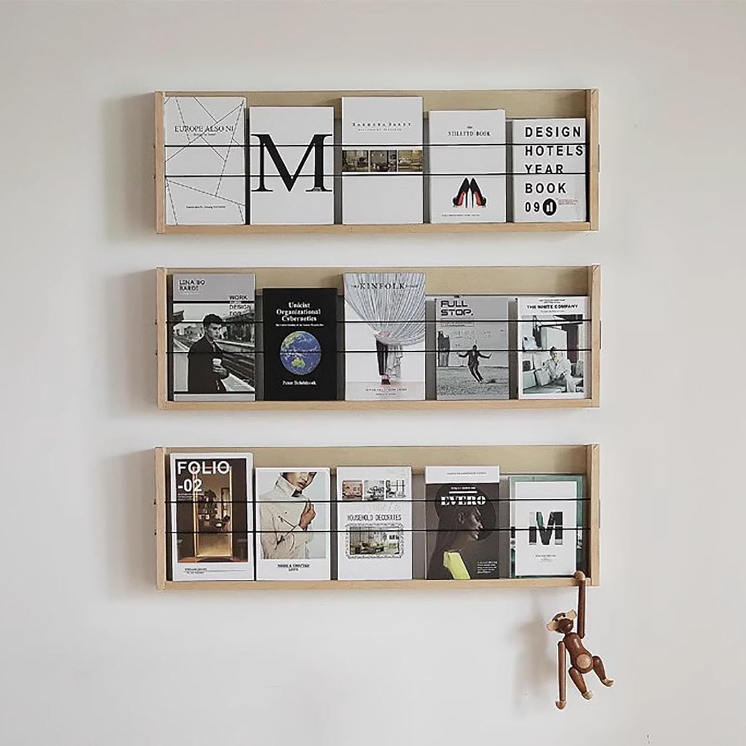 Wall Decorative Bookshelf,Floating Wall Bookshelf,Premium Wood Floating Nursery Kids Bookshelf Wall Ledge Shelf for Kids & Aldult (Color : Light Brown 2, Size : 93x8x30cm/36.61x3.15x11.81in)