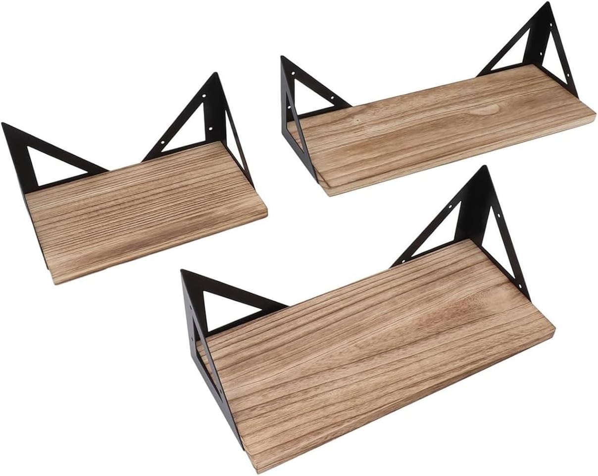 Floating Shelves for Wall, 3 Sets Wood Floating Shelves, Corner Wall Shelf Set, Wood Wall Storage Display Shelves Wall Mount Storage Rack Hanging Shelf for Bathroom, Default, 52687