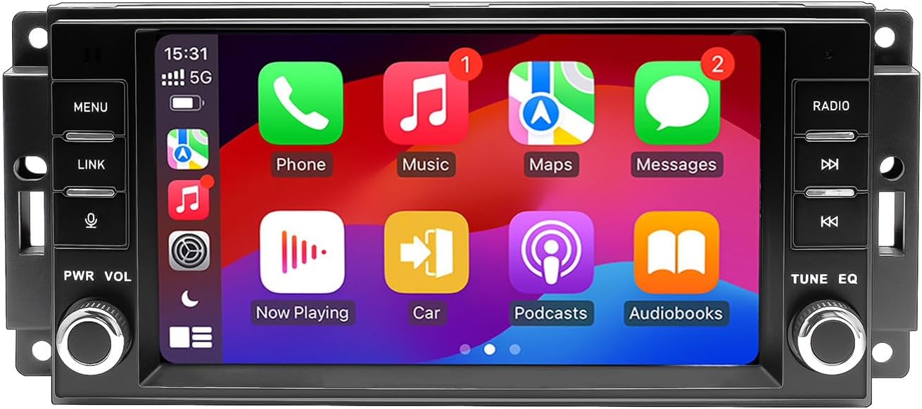 Fast Boot 7 inch Car Stereo Compatible with Jeep Wrangler JK 2007-2018 Radio Dodge Ram 1500 with Wireless CarPlay/Android Auto FM/AM/RDS Bluetooth SWC DSP 45Wx4 High Power Car Radio