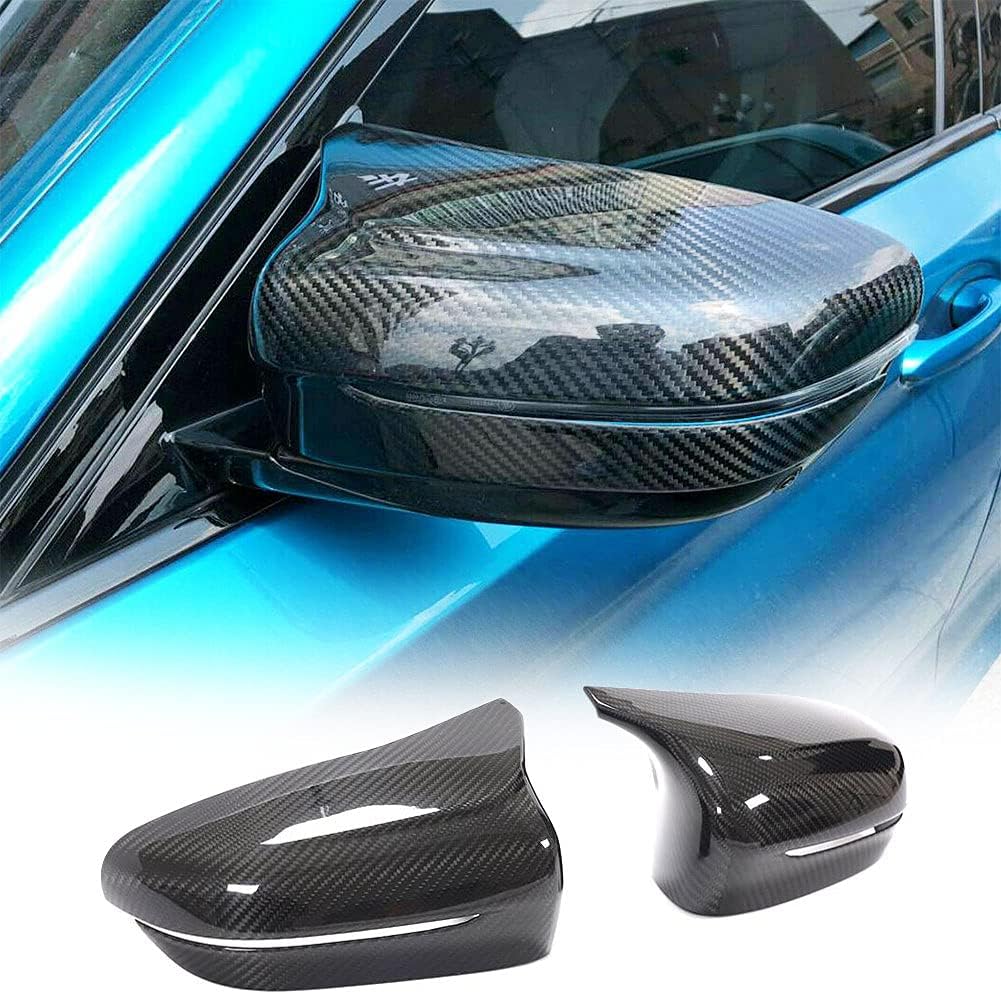 MCARCAR KIT Carbon Fiber Mirror Cover Caps Fit for BMW F90 M5 Sedan 18-20 Direct Add-on Style Rearview Side Rearview Mirror Caps Car Exterior Outside Shell（RHD）
