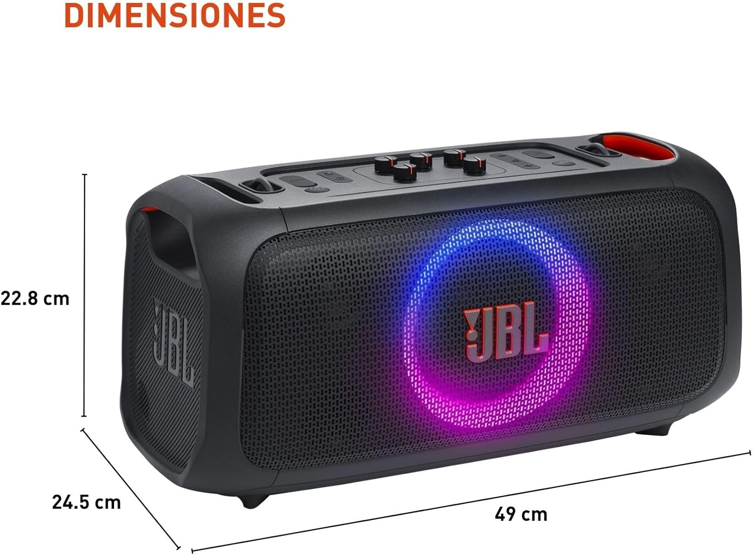JBL PartyBox On-The-Go Essential - Portable Party Speaker with Built-in Lights and Wireless mic, Amazing JBL Pro Sound, IPX4 splashproof Protection, 6 Hours of Playtime, Convenient Shoulder Strap