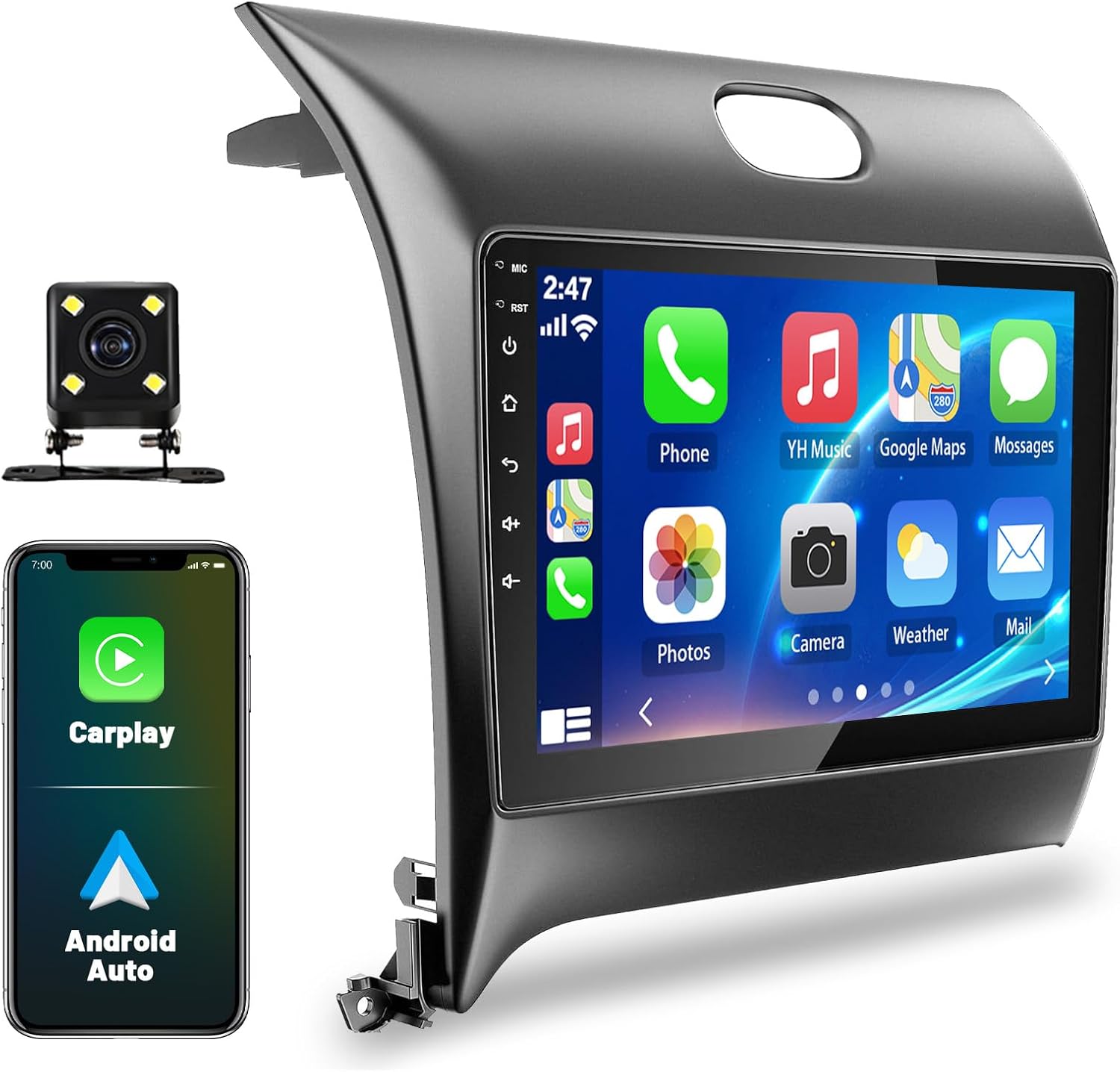 Android 13 Car Stereo for Kia Forte 2013-2018 witth Wireless CarPlay Android Auto Double Din 9 Inch Touch Screen Car Radio Receiver Support GPS Navigation Bluetooth FM+Backup Camera(2+32G)