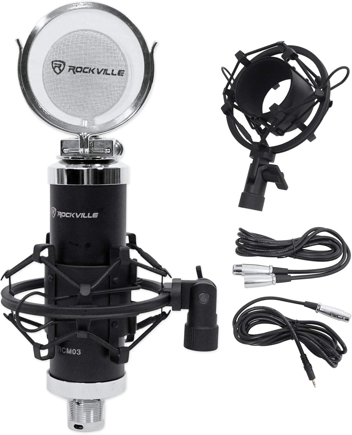 Audiosavings Bundle: Mackie Big Knob Studio Monitor Controller Bundle With Rockville RCM03 Pro Studio Recording Microphone Mic & Rockville DMS40 Microphone Boom Arm Studio Podcast Mic Stand (3 Items)