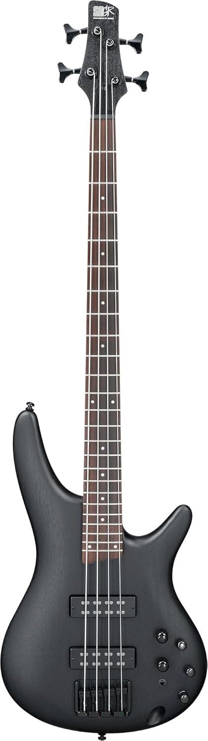 Ibanez SR300E SR Standard Electric Bass - Weathered Black Bundle with Gig Bag, Tuner, Strap, Cable, Austin Bazaar Instructional DVD, and Polishing Cloth