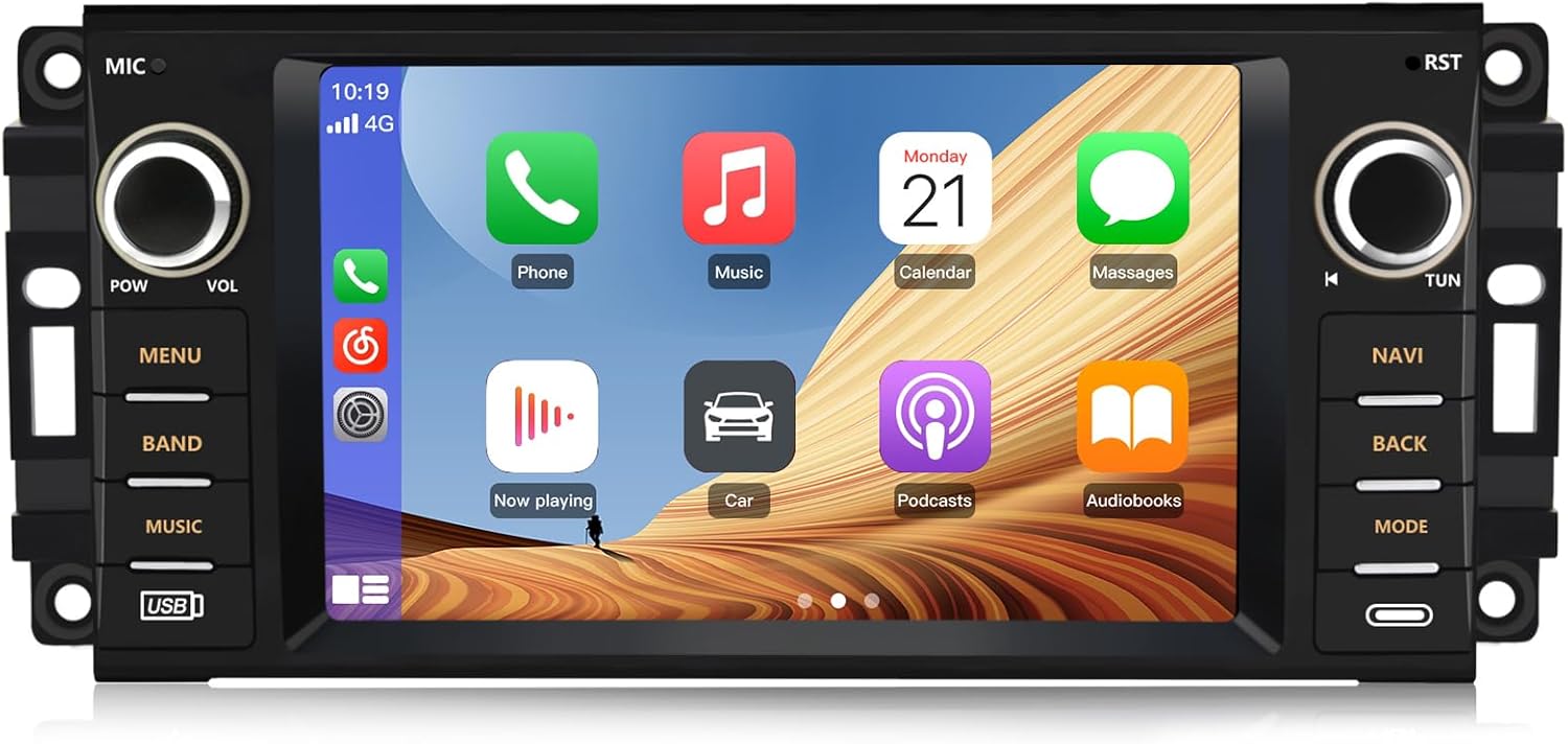 AWESAFE Android Car Stereo for Jeep Wrangler JK 2007-2018 Dodge RAM 1500 2500 3500 2009-2012 Radio Replacement Support Carplay Android Auto Radio Built in Bluetooth WiFi - 2G Ram 32G ROM