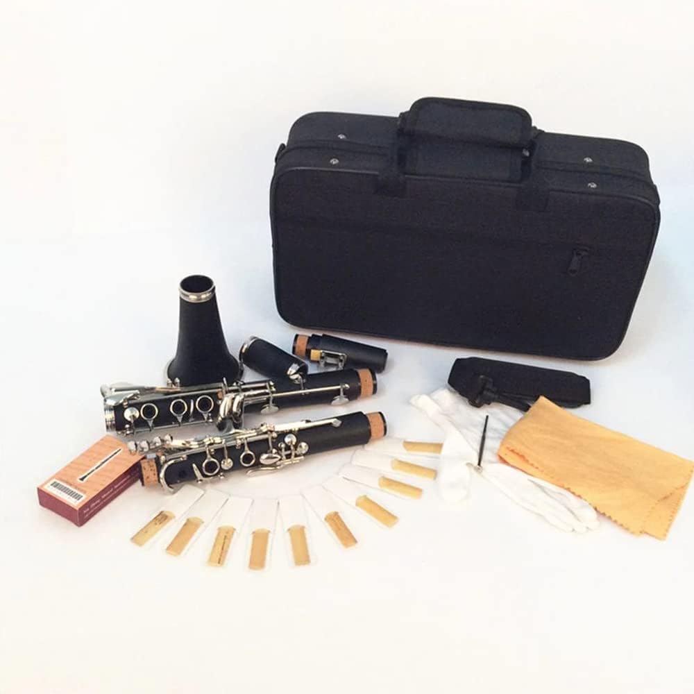 Bakelite B flat Clarinet 17 Key Exquisite Design Set with Cleaning Cloth Gloves Headless Bass Guitar Bridge bass bridge for Woodwind Instruments