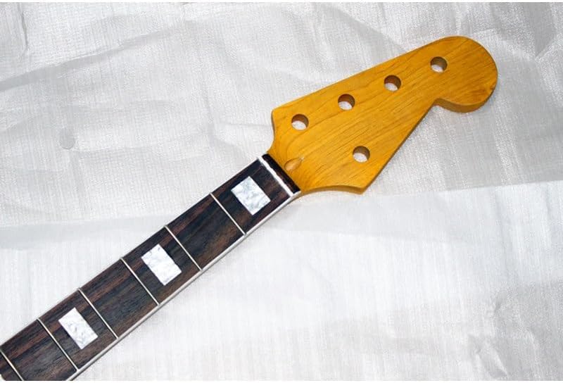 21 Frets Five Strings Maple Electric Bass Guitar Neck With Rosewood Fingerboard Yellow Color Glossy Paint Guitar Parts