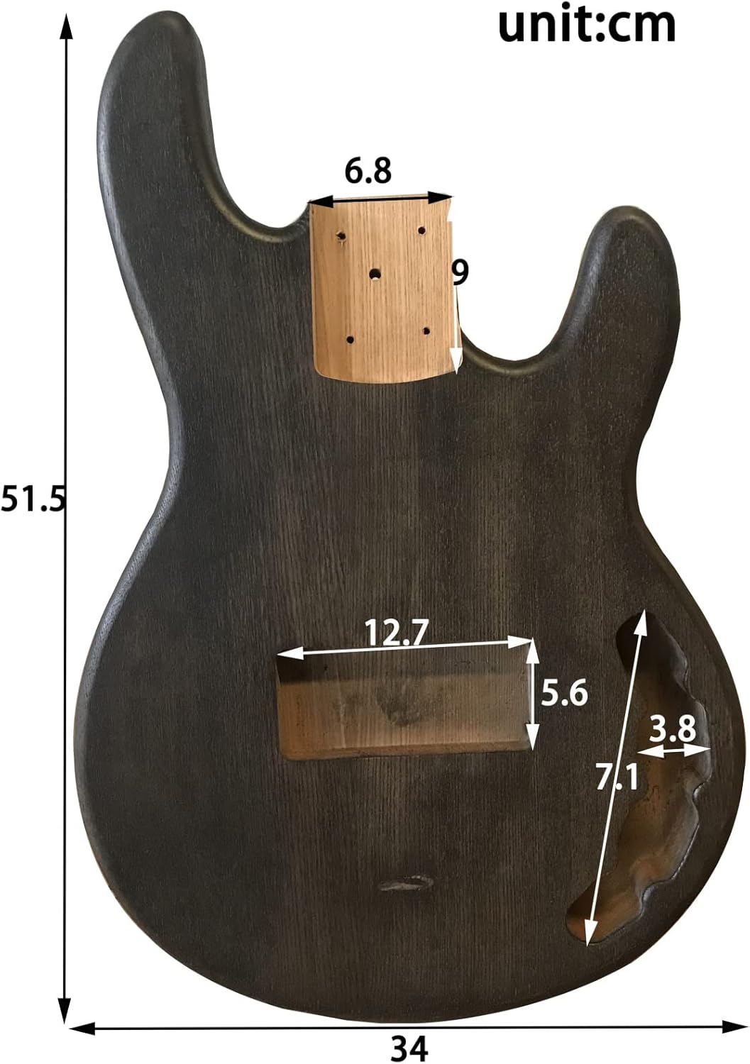 TSTS Electric Bass Guitar Body Unfinished for ST Bass Guitar Panel Semi Finished Guitar Kit Guitar DIY Accessory (Color : 02)