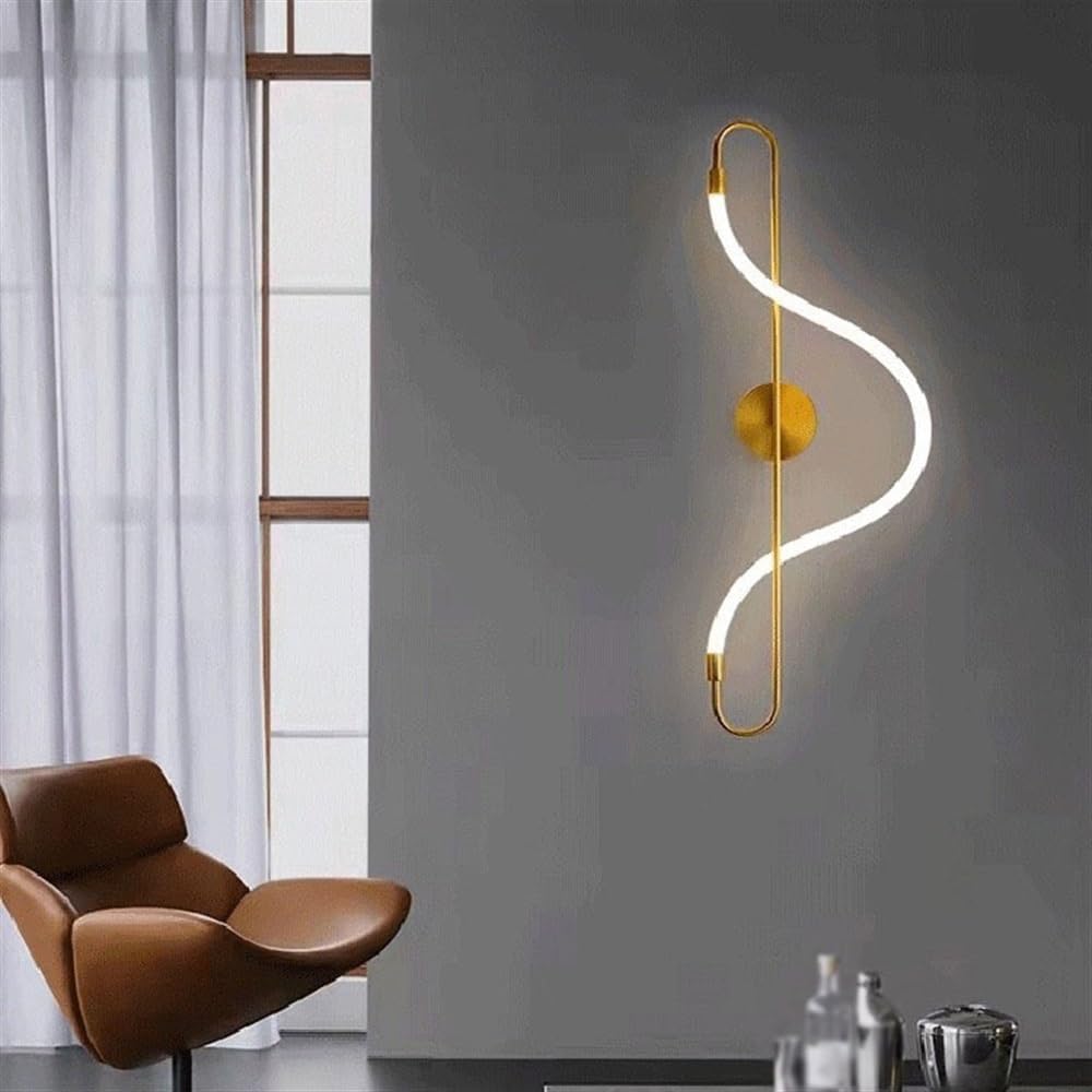 Modern Geometry Art Deco Silicone Light Strip Wall Mount Lamp, Led Wall Sconce Light for Bedroom Bedside Living Room Dining Room Corridor (Color : B)